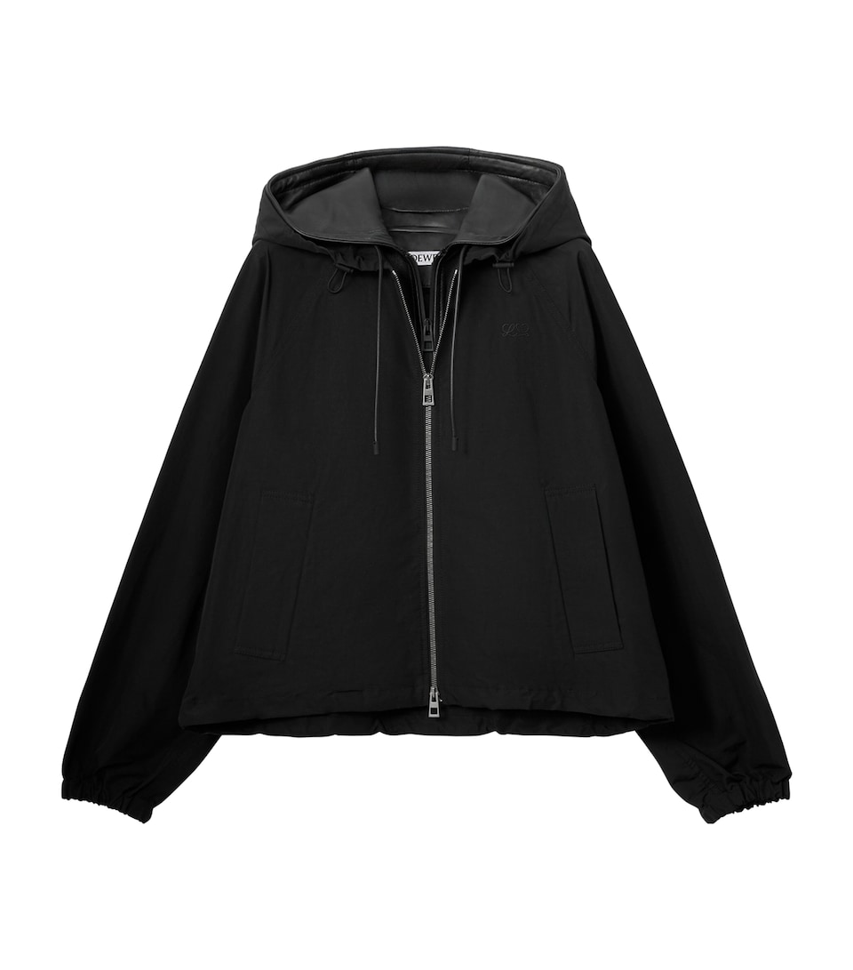 LOEWE Womens Technical-Cotton Hooded Jacket Black
