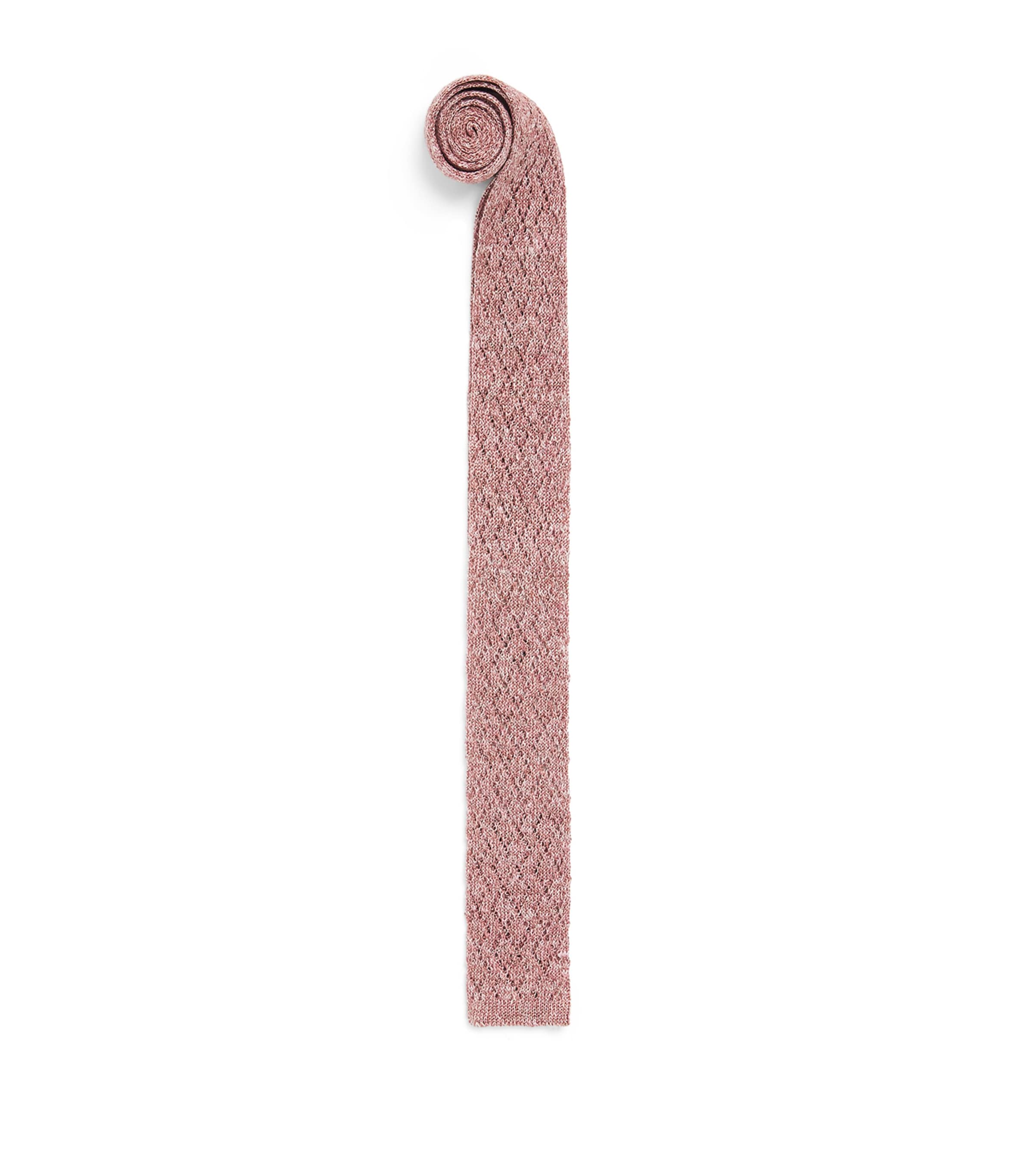 Eleventy Silk-Linen-Blend Skinny Scarf Lampone