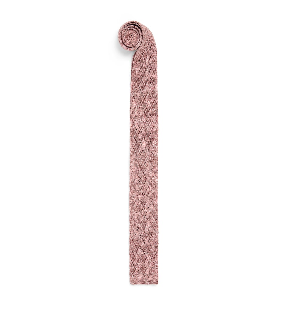 Eleventy Silk-Linen-Blend Skinny Scarf Lampone
