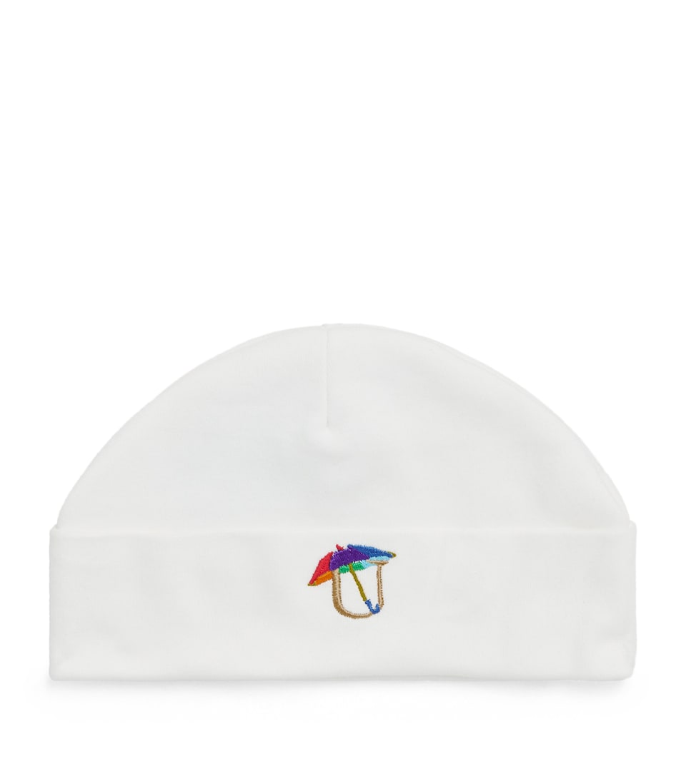 PAINT MY DREAMS Cotton Embroidered ‘U’ Beanie White