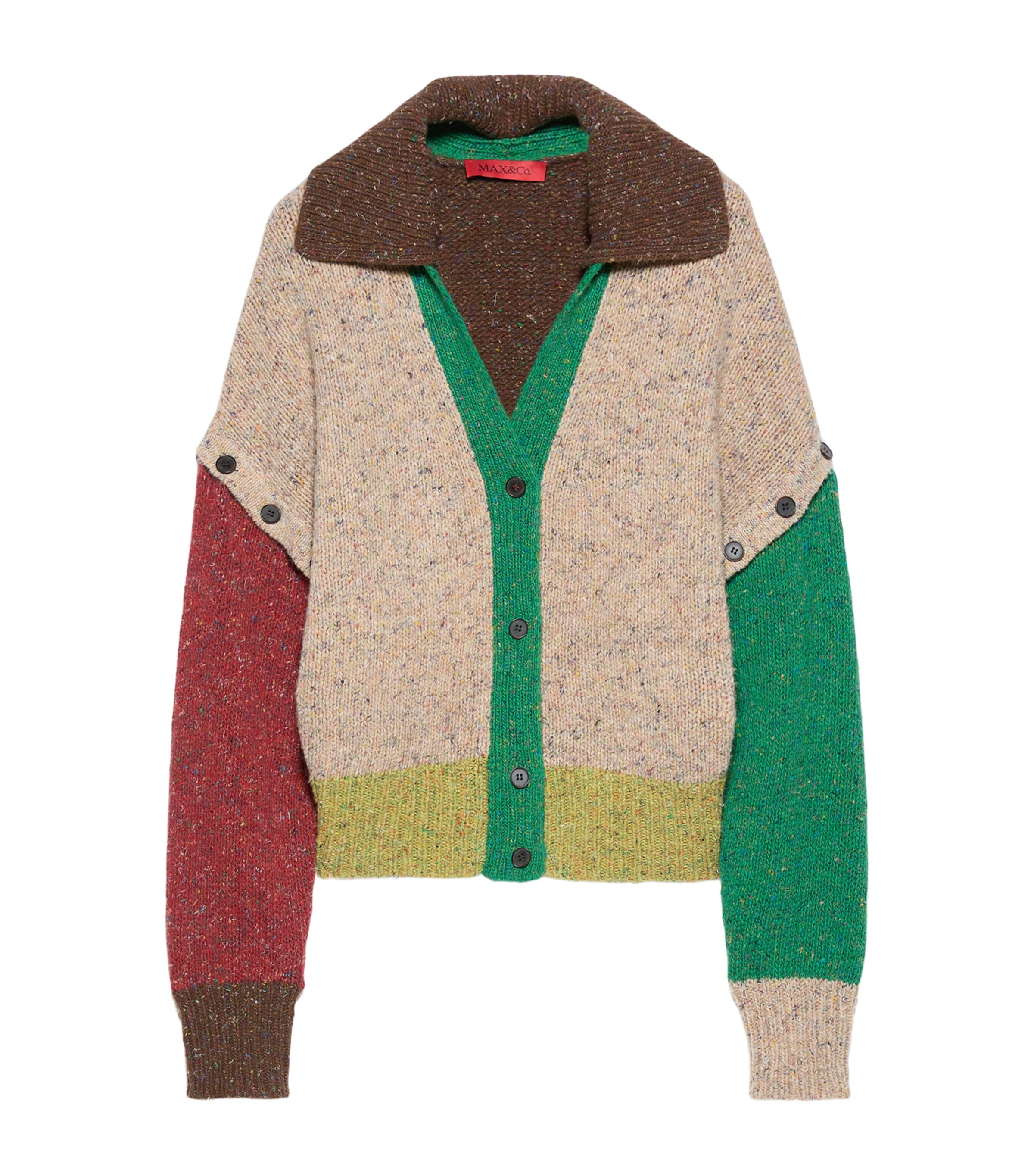 MAX&Co. Womens Wool Block-Colour Cardigan Green