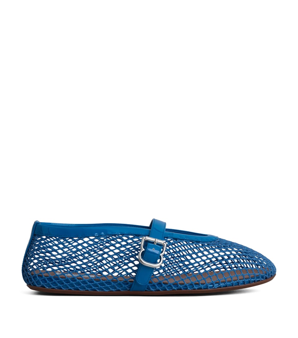 Alaïa Leather Mesh Ballet Flats Electric Blue