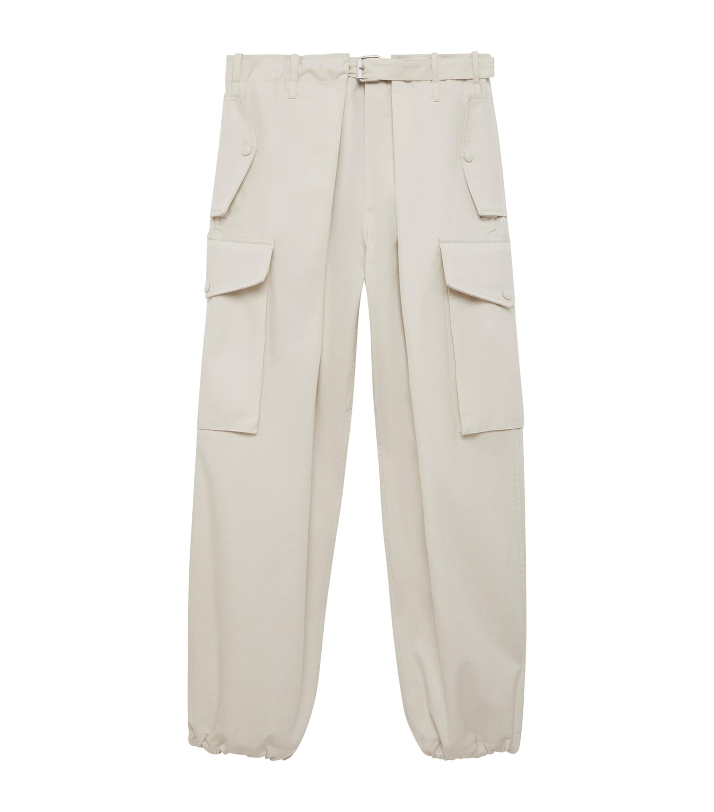 LOEWE Cotton-Silk Cargo Trousers Ivory