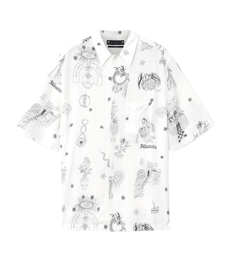 AllSaints Mens Printed Terra Shirt Ecru