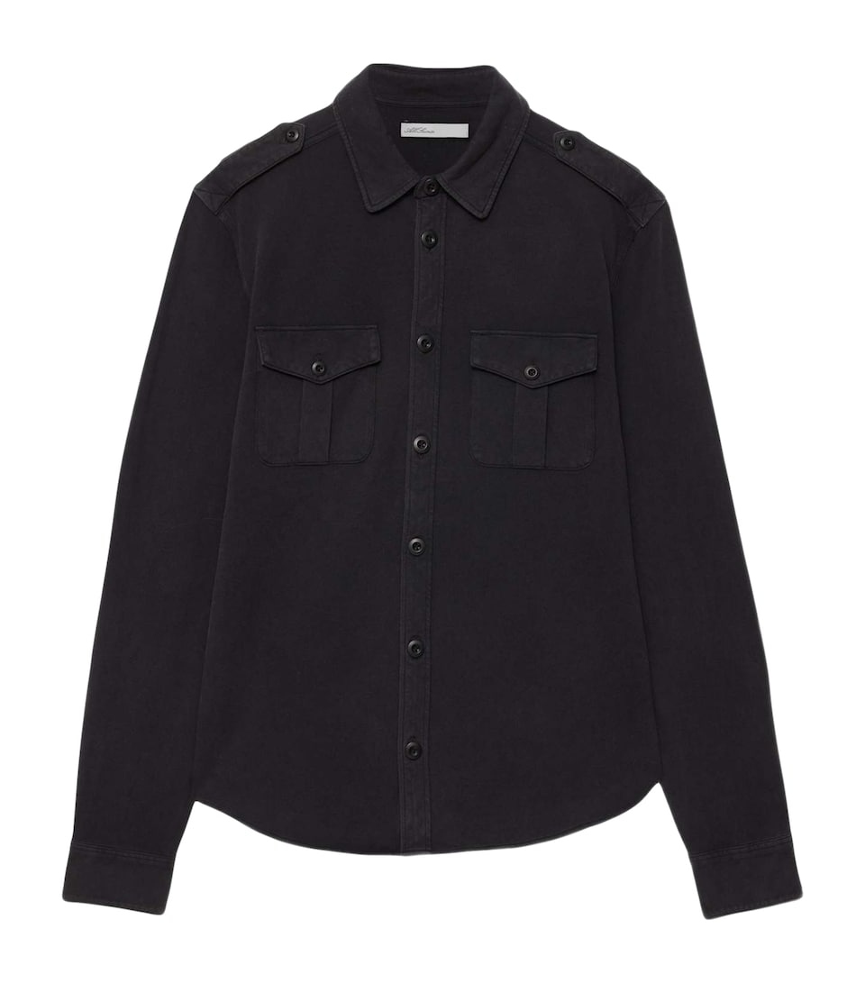 AllSaints Mens Foley Overshirt Ombre Black