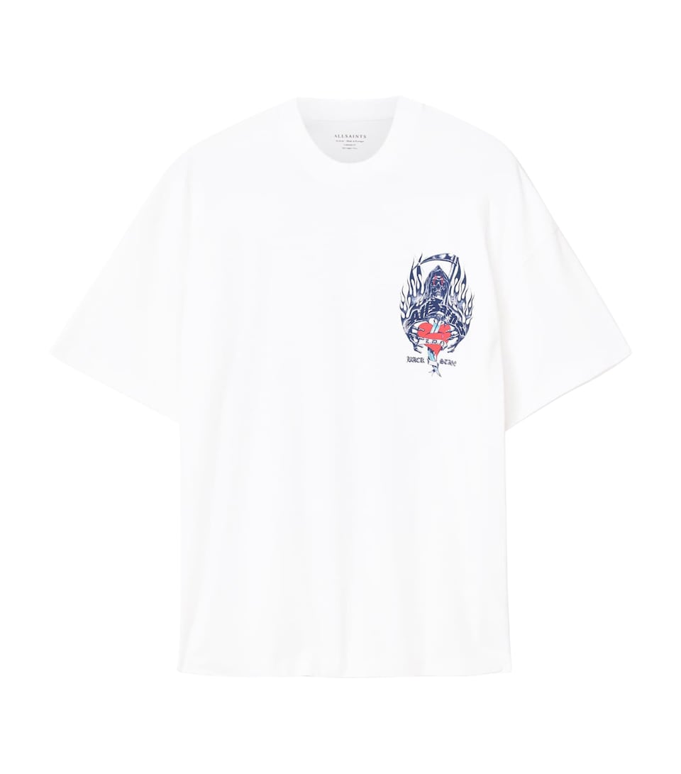 AllSaints Mens Organic Cotton Scimitar T-Shirt Optic White