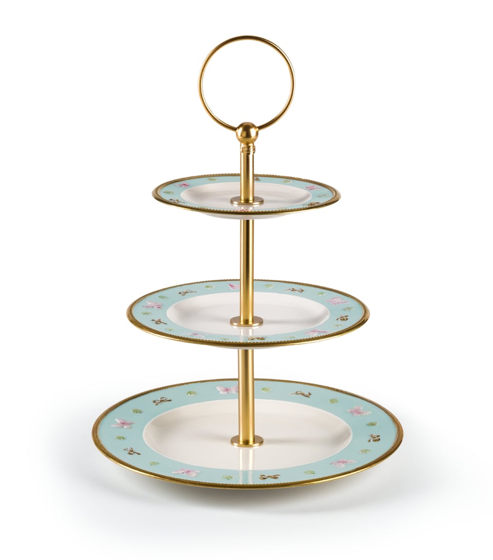 Porcelain ButterflyThree-Tier Cake Stand