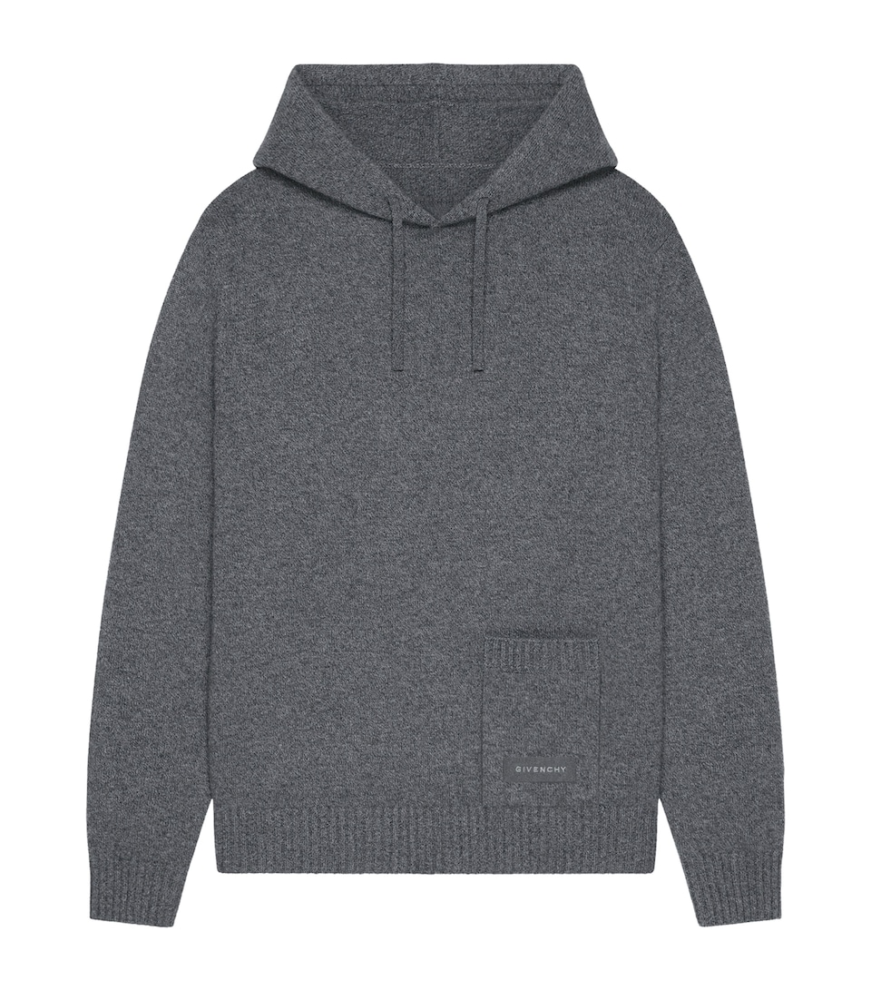 Givenchy Mens Cotton Knitted Hoodie Grey Mix