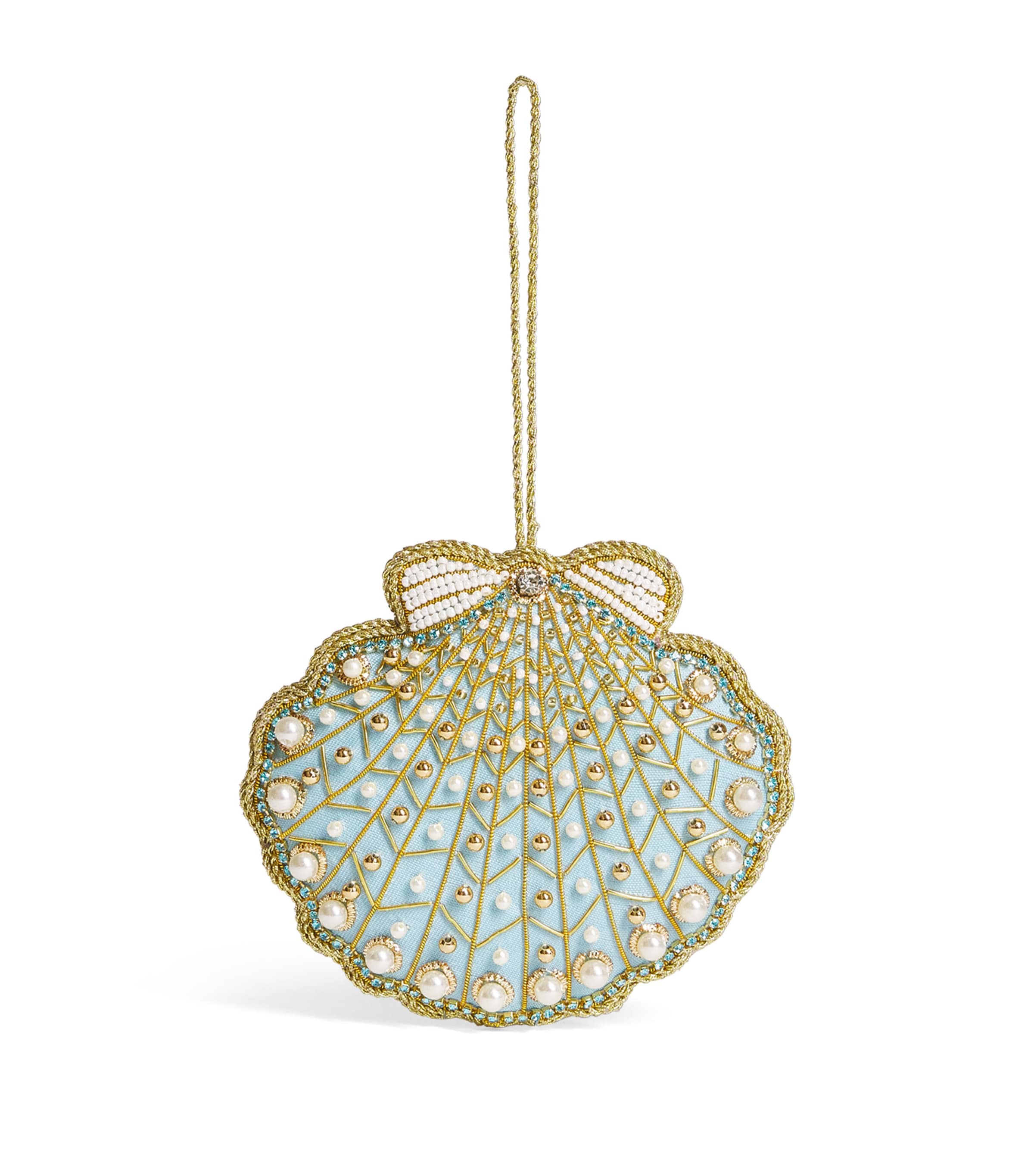 Tinker Tailor Beaded Shell Tree Decoration Eau De Nil & Gold
