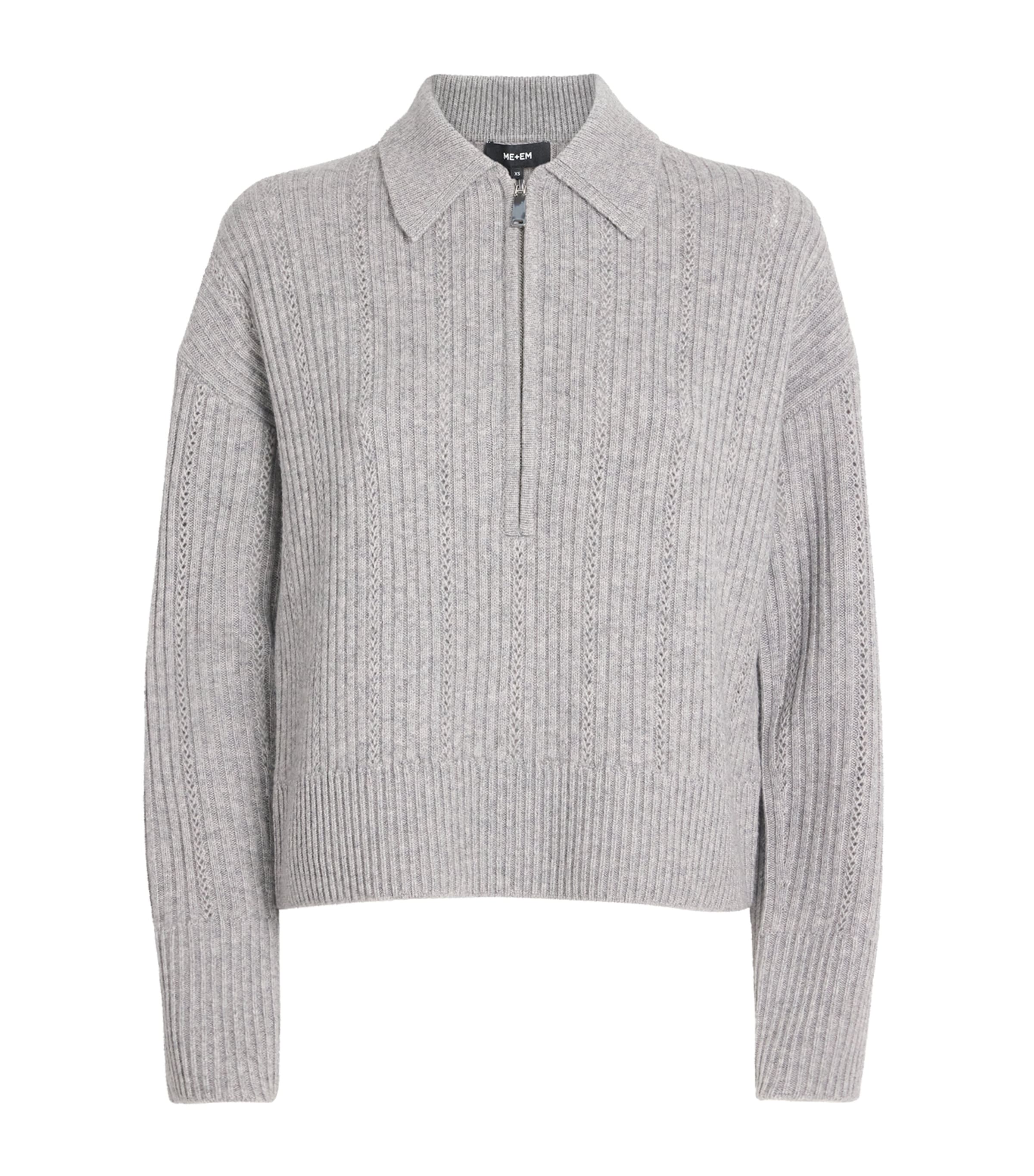Merino Wool-Cashmere Zip Polo Sweater