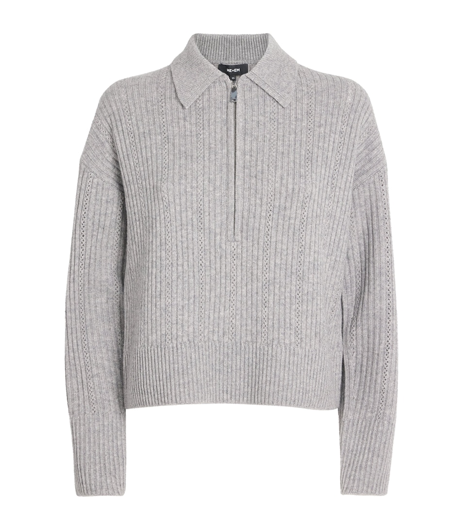 Merino Wool-Cashmere Zip Polo Sweater