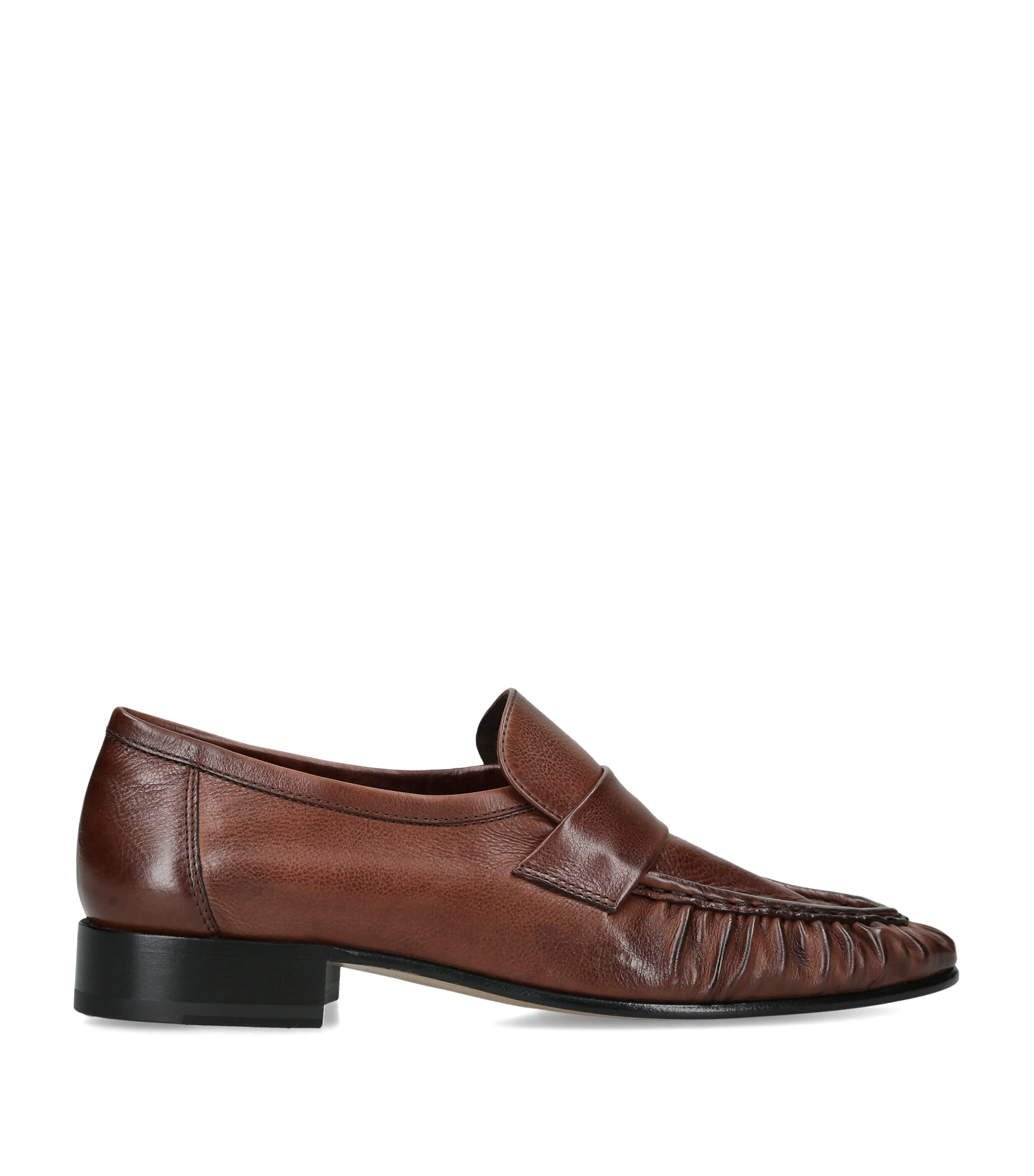 The Row Soft Leather Loafers Mid Brown