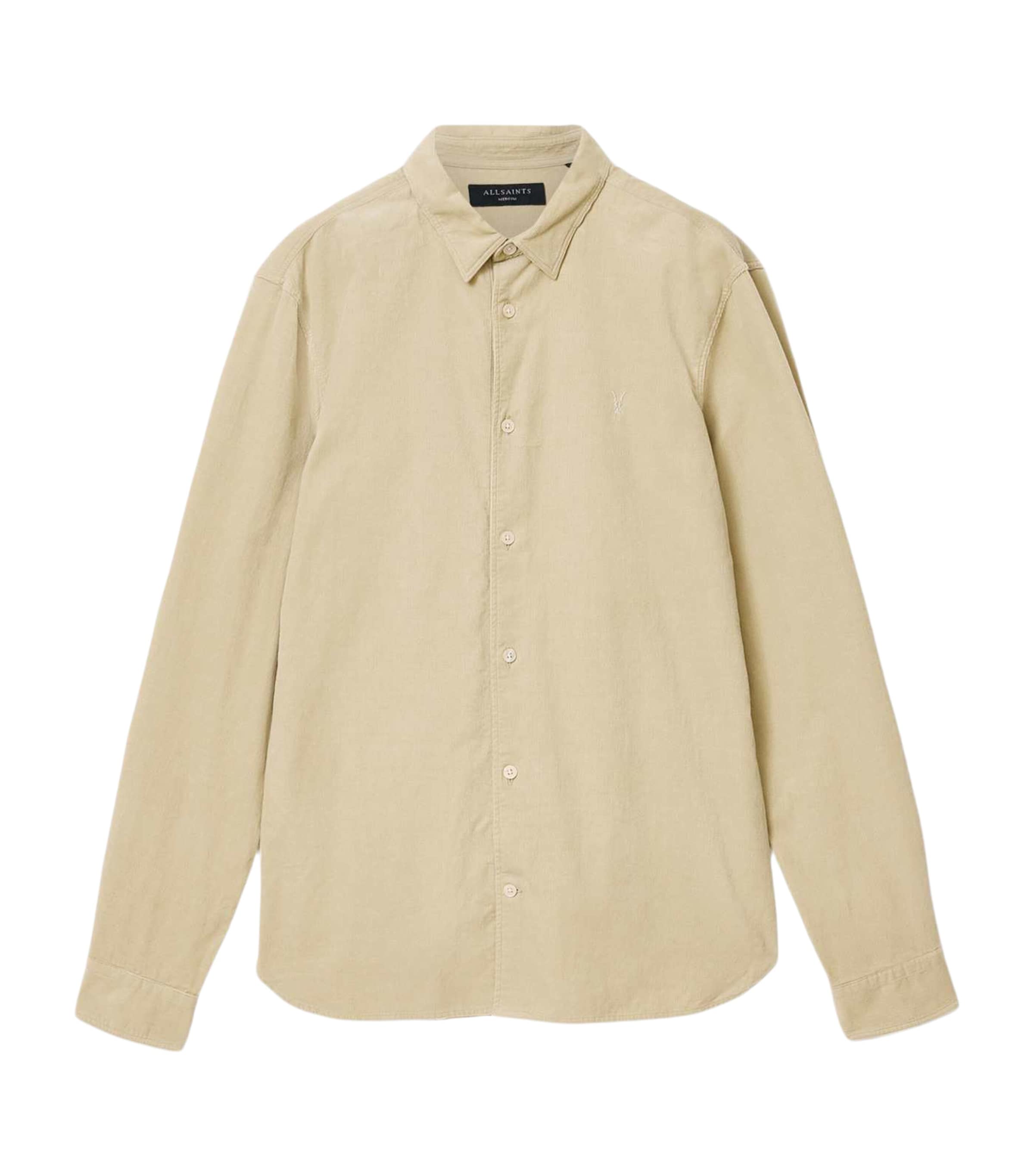 AllSaints Mens Cotton Corduroy Birchwood Shirt Cord Brown