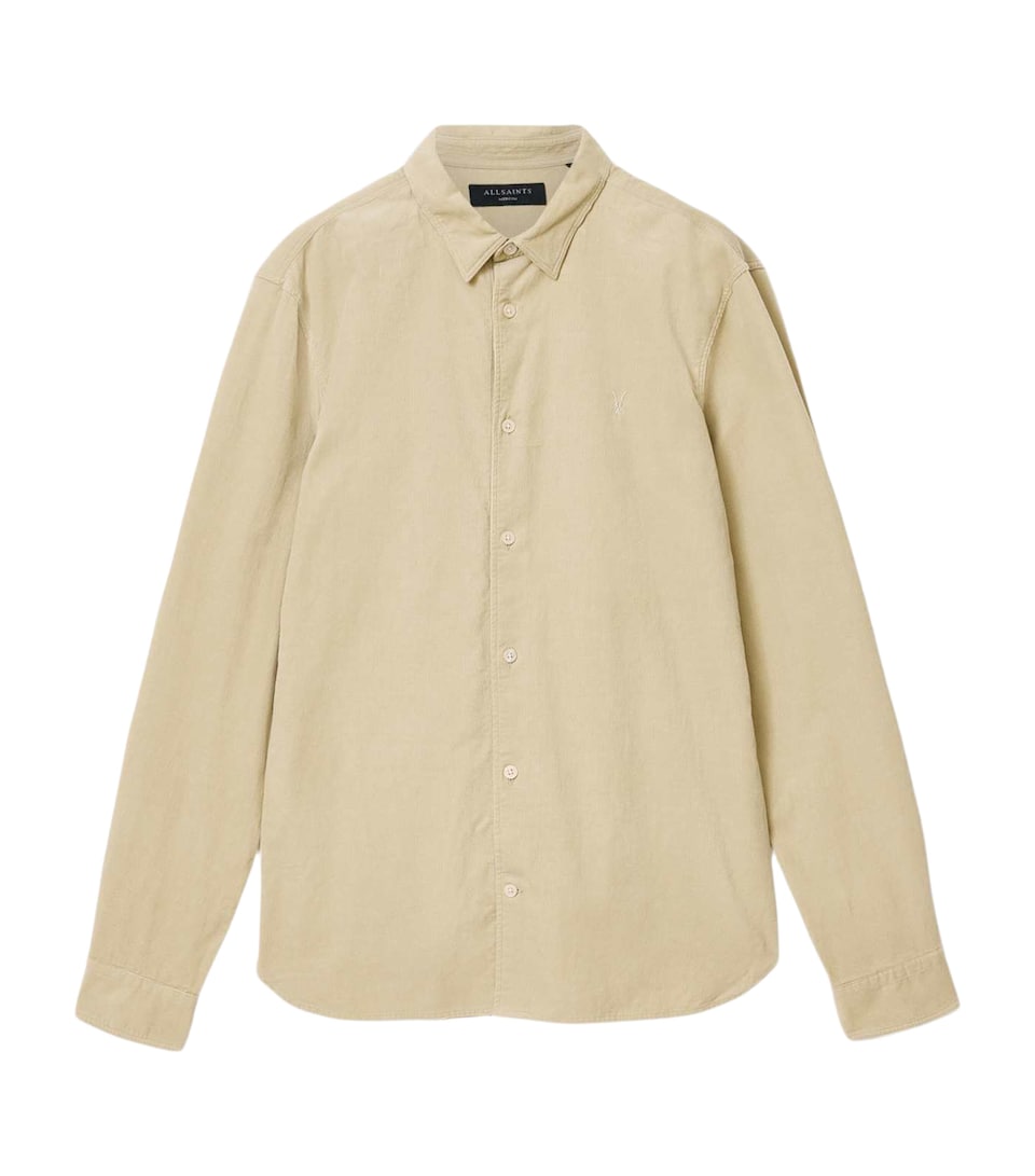 AllSaints Mens Cotton Corduroy Birchwood Shirt Cord Brown