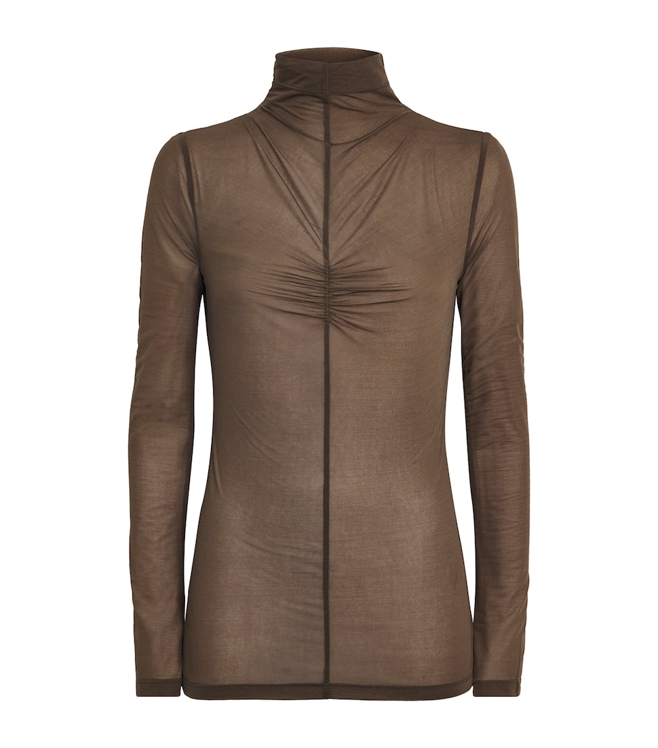 CAMILLA AND MARC Womens Mesh Jersey Long-Sleeve Novel Top Khaki