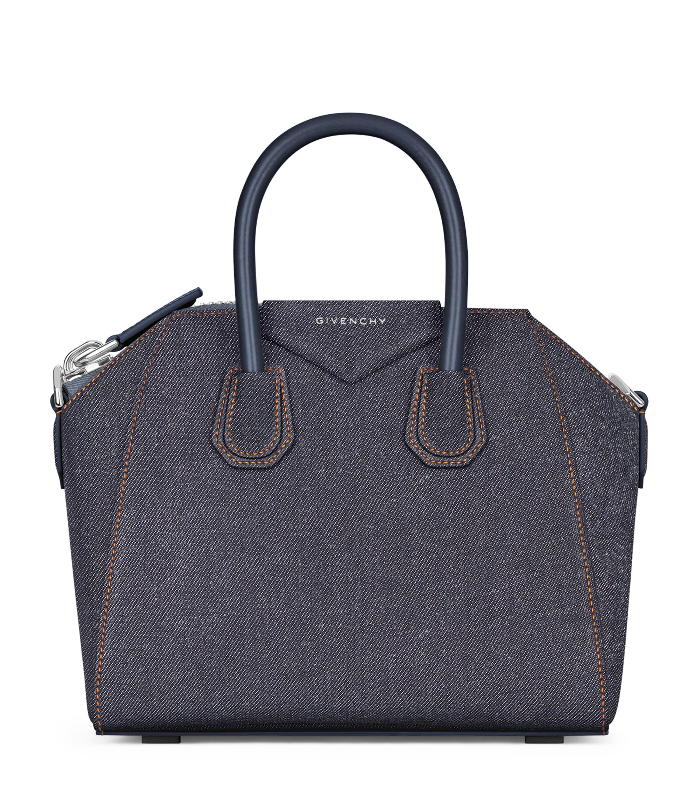 Mini Denim Antigona Top-Handle Bag