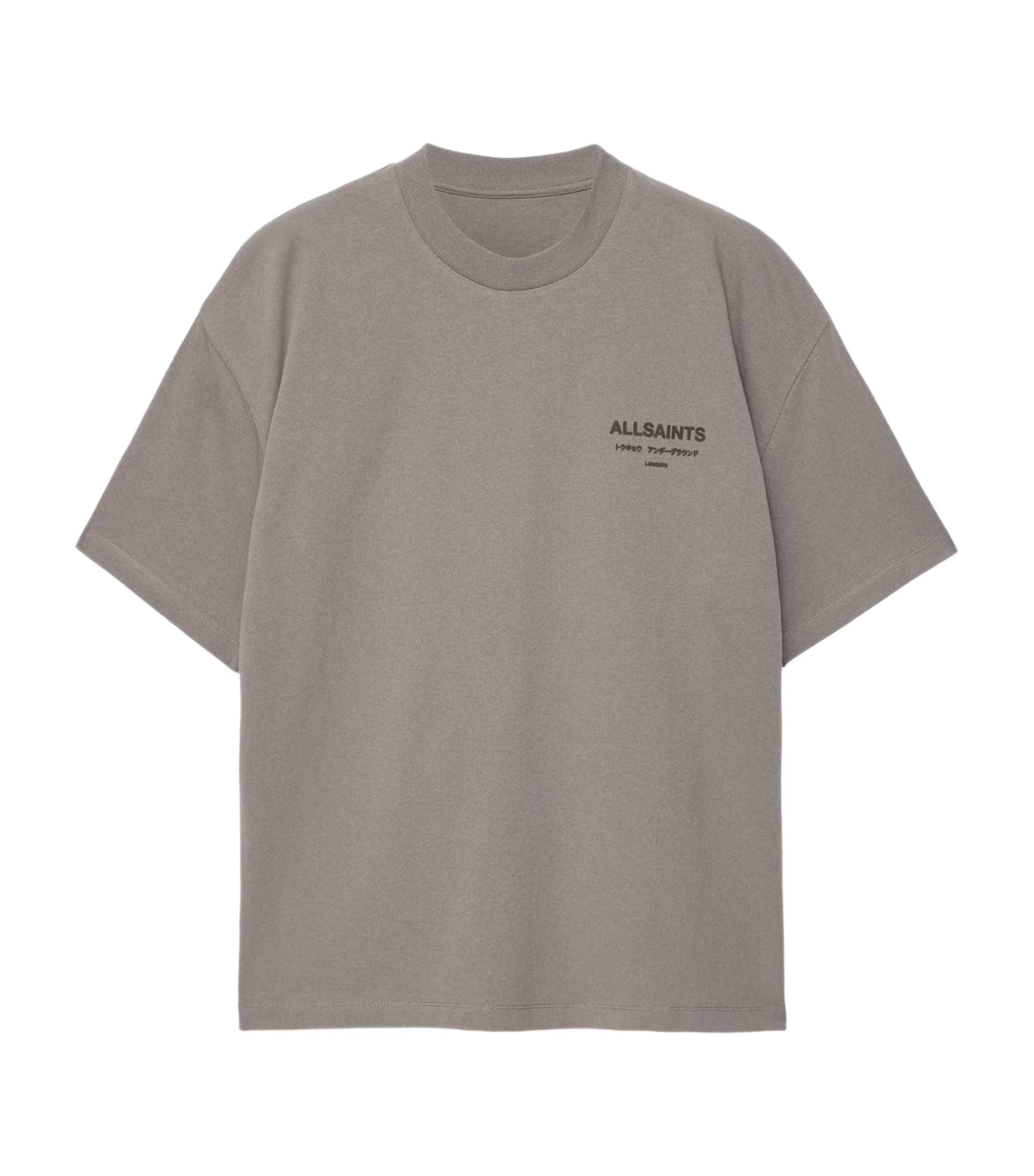 AllSaints Mens Organic Cotton Xander T-Shirt Dusty Grey