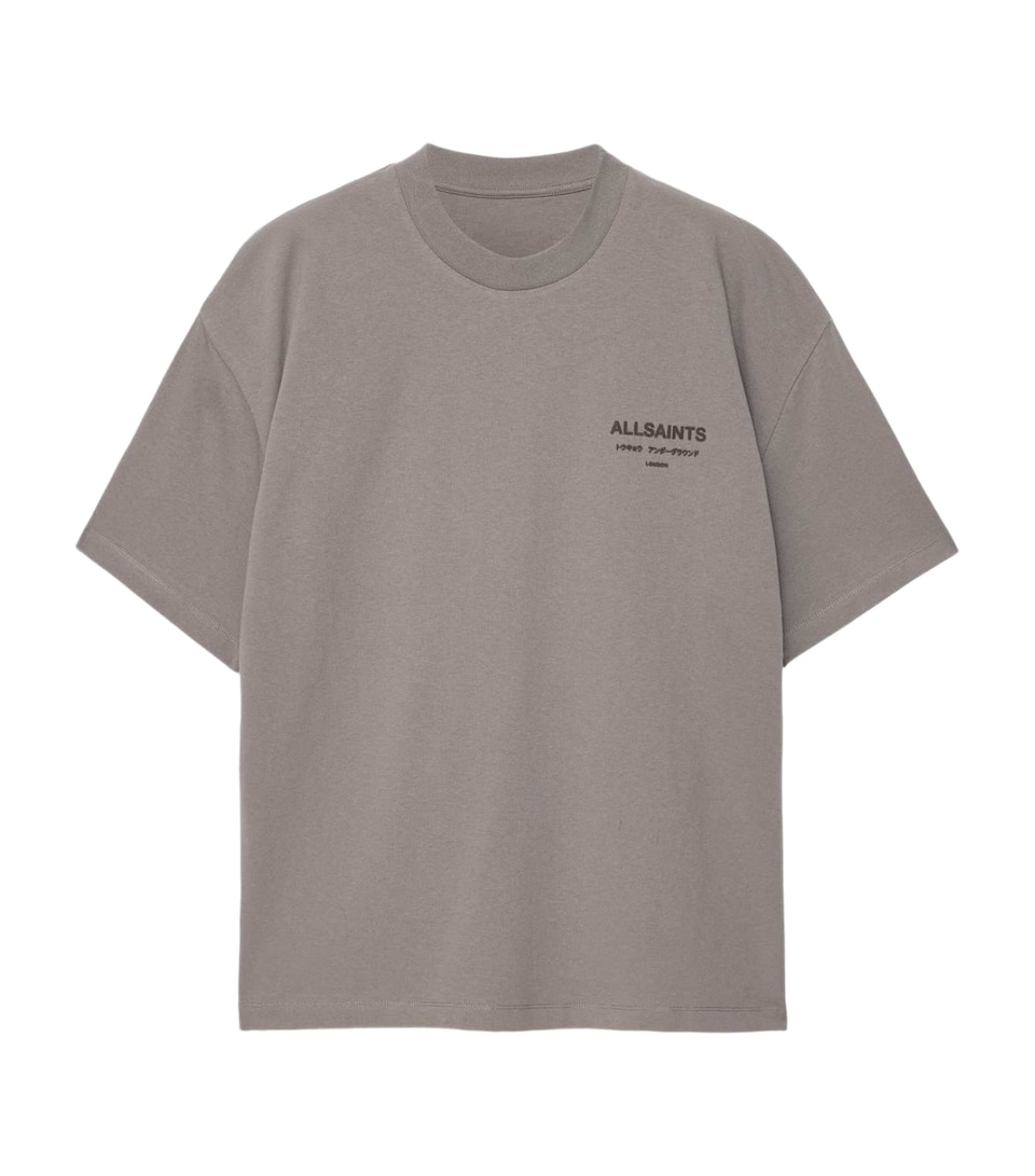 AllSaints Mens Organic Cotton Xander T-Shirt Dusty Grey