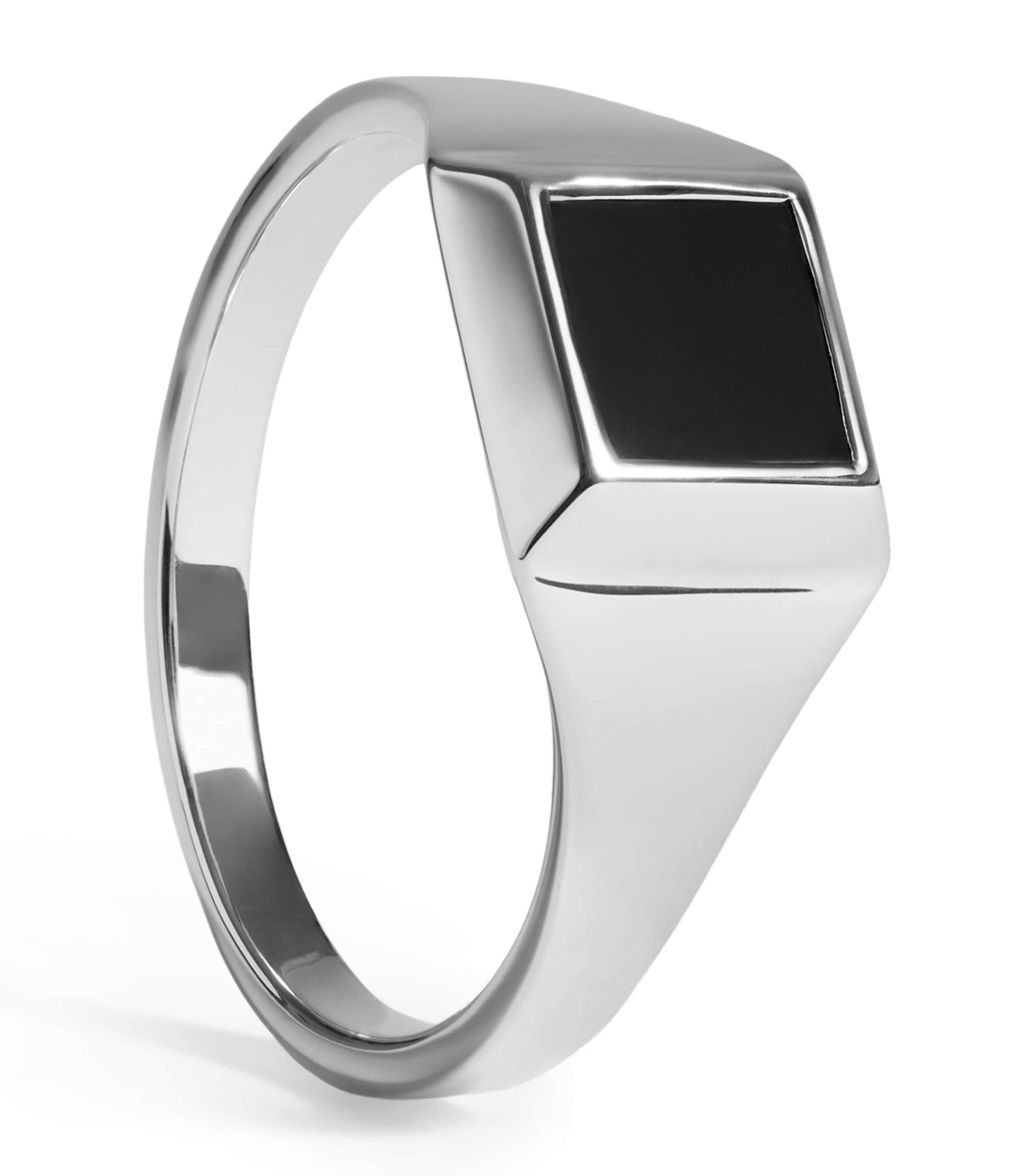 Monica Vinader Sterling Silver and Onyx Signature Signet Ring Black