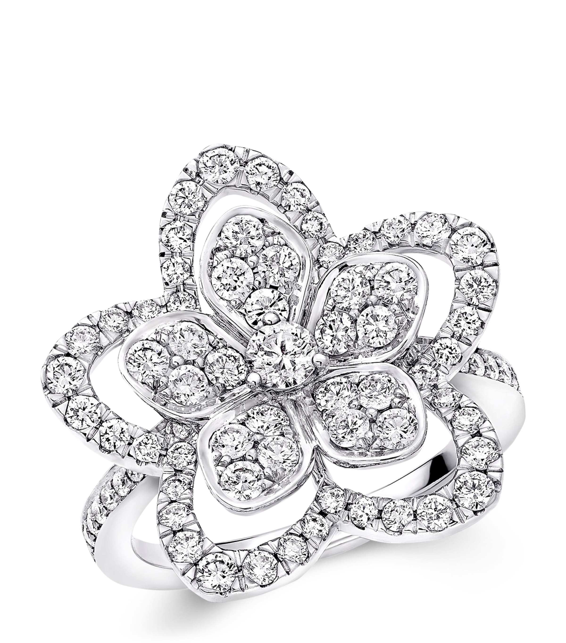 Graff White Gold and Diamond Wild Flower Ring White Gold