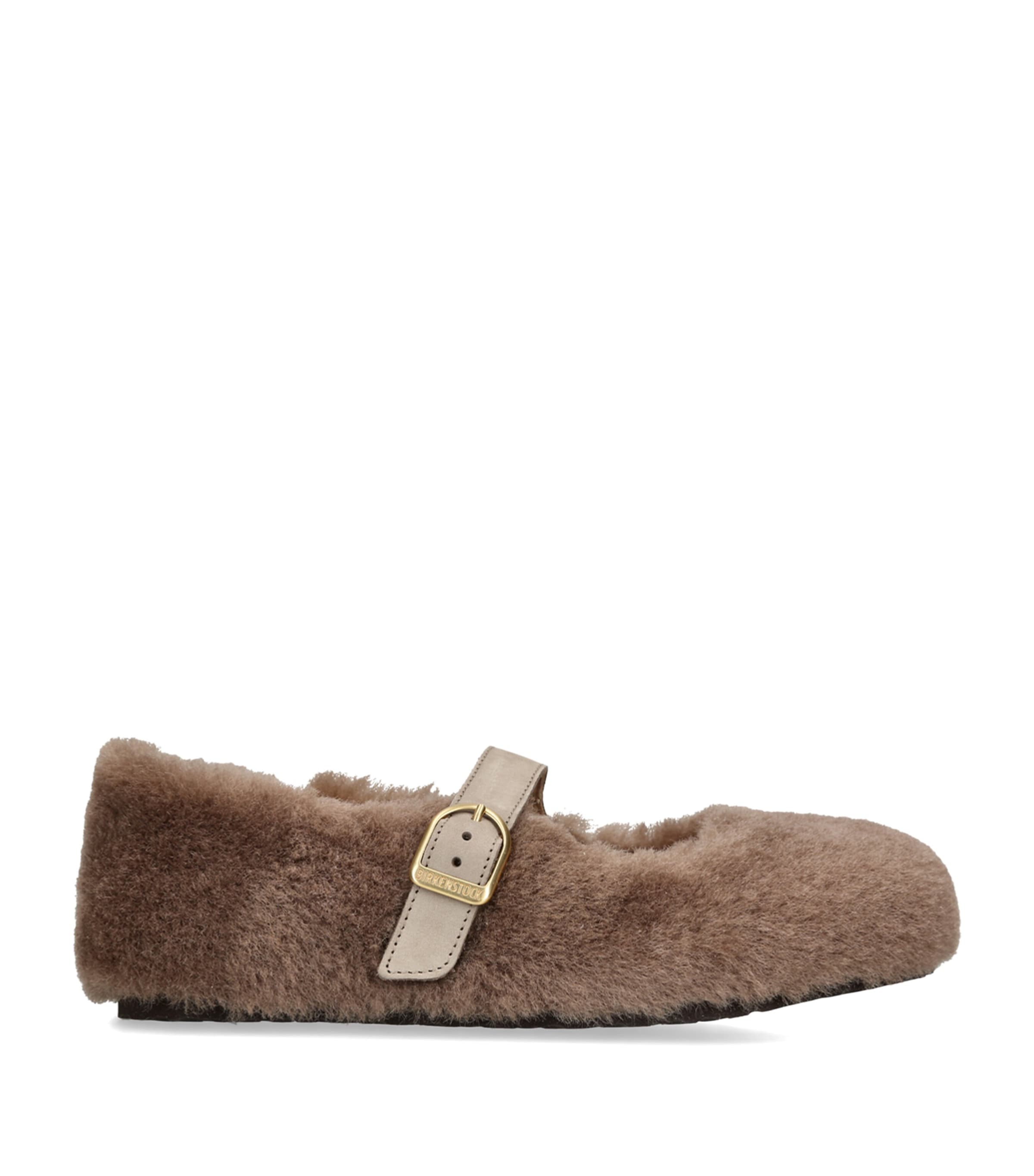 Birkenstock Shearling Santa Clarita Ballet Flats Grey/p.cmb