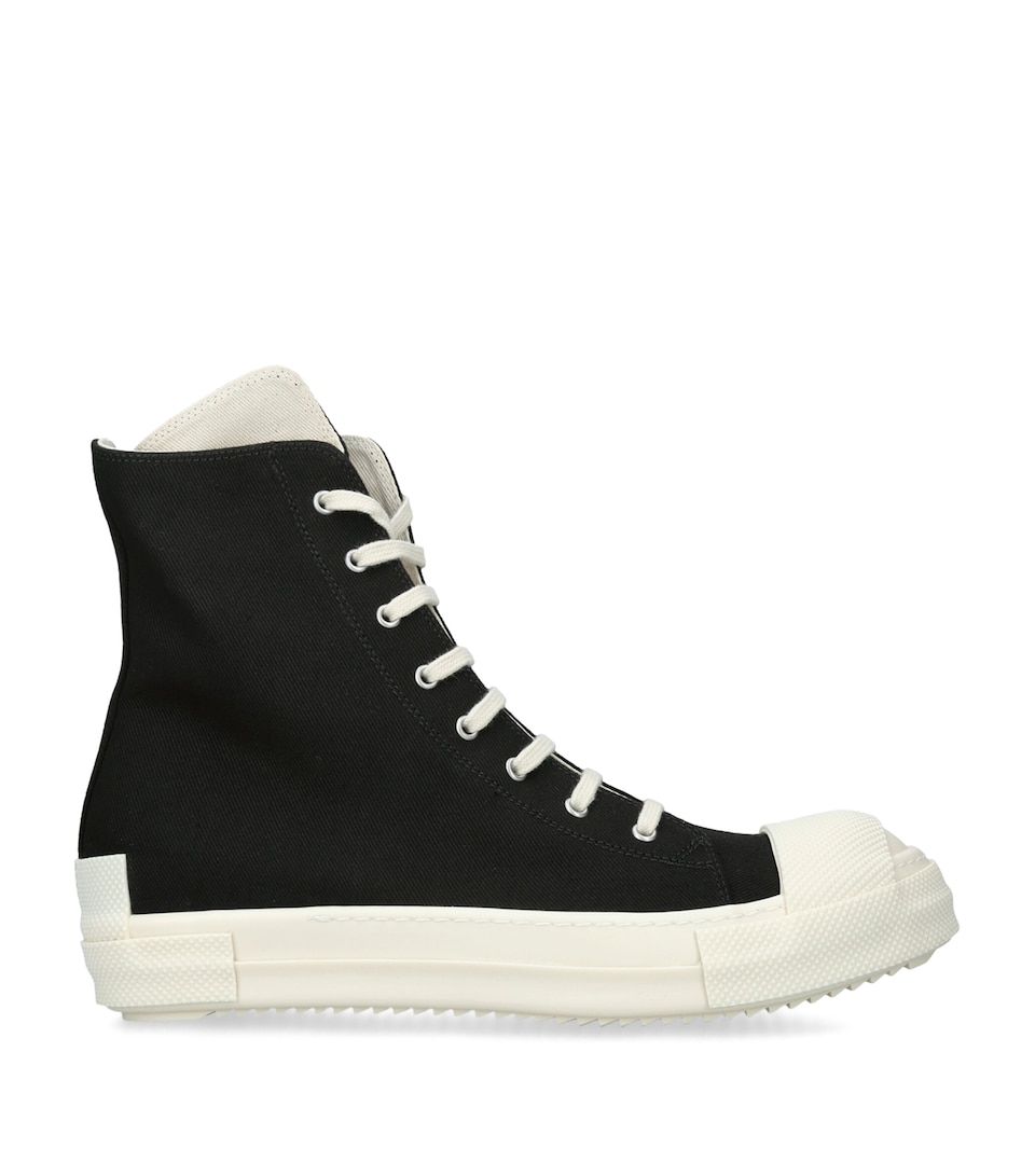 Rick Owens DRKSHDW Denim High-Top Sneakers Blk/white