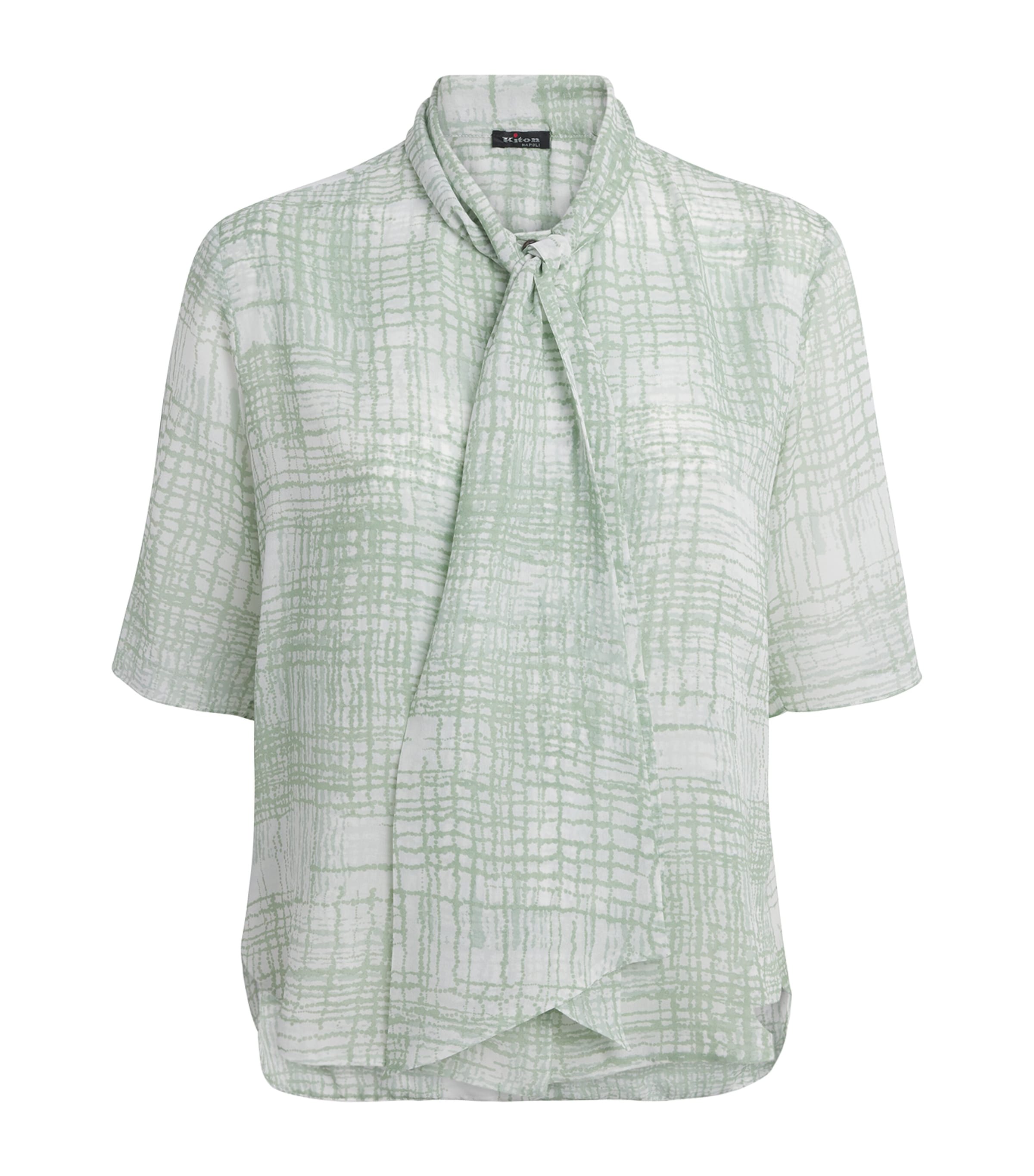 Kiton Womens Silk Printed Shirt Mint Green