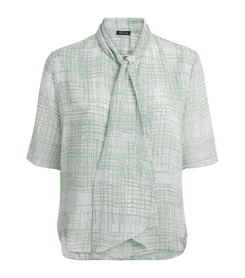 Kiton Womens Silk Printed Shirt Mint Green
