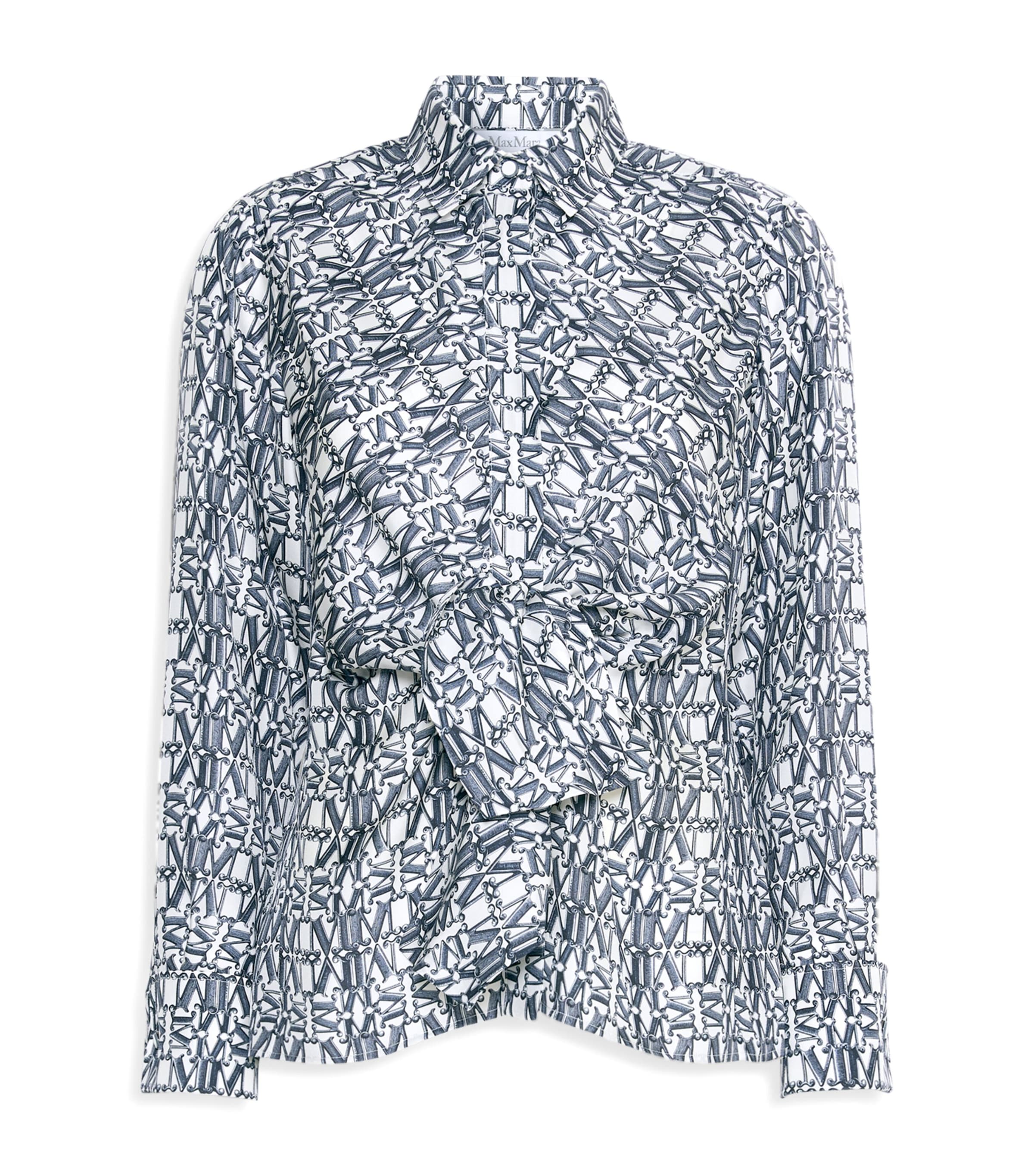 Max Mara Womens Silk Monogram Blouse Ultramarine
