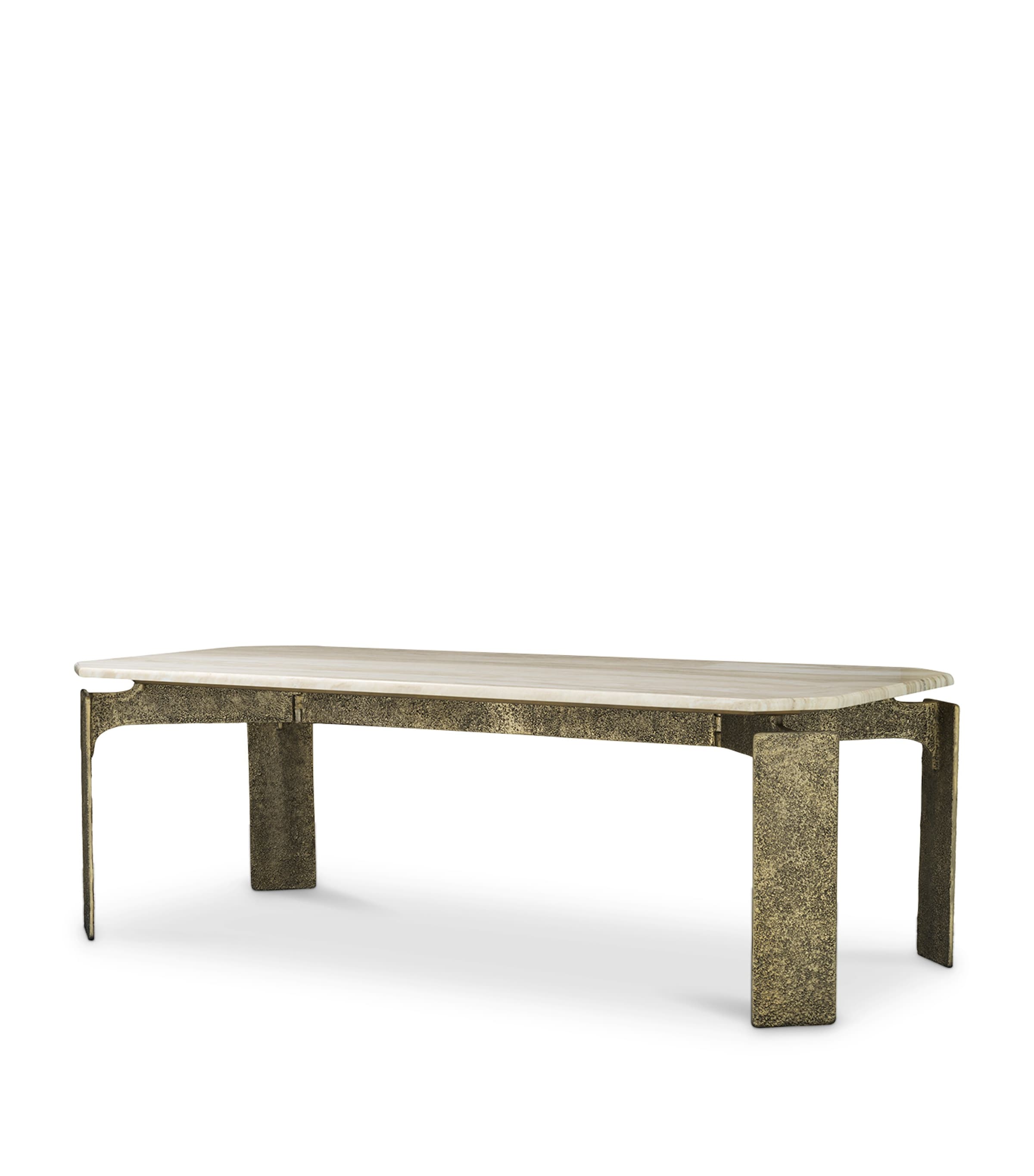 Eichholtz Marble Bodega Rectangular Dining Table Brass