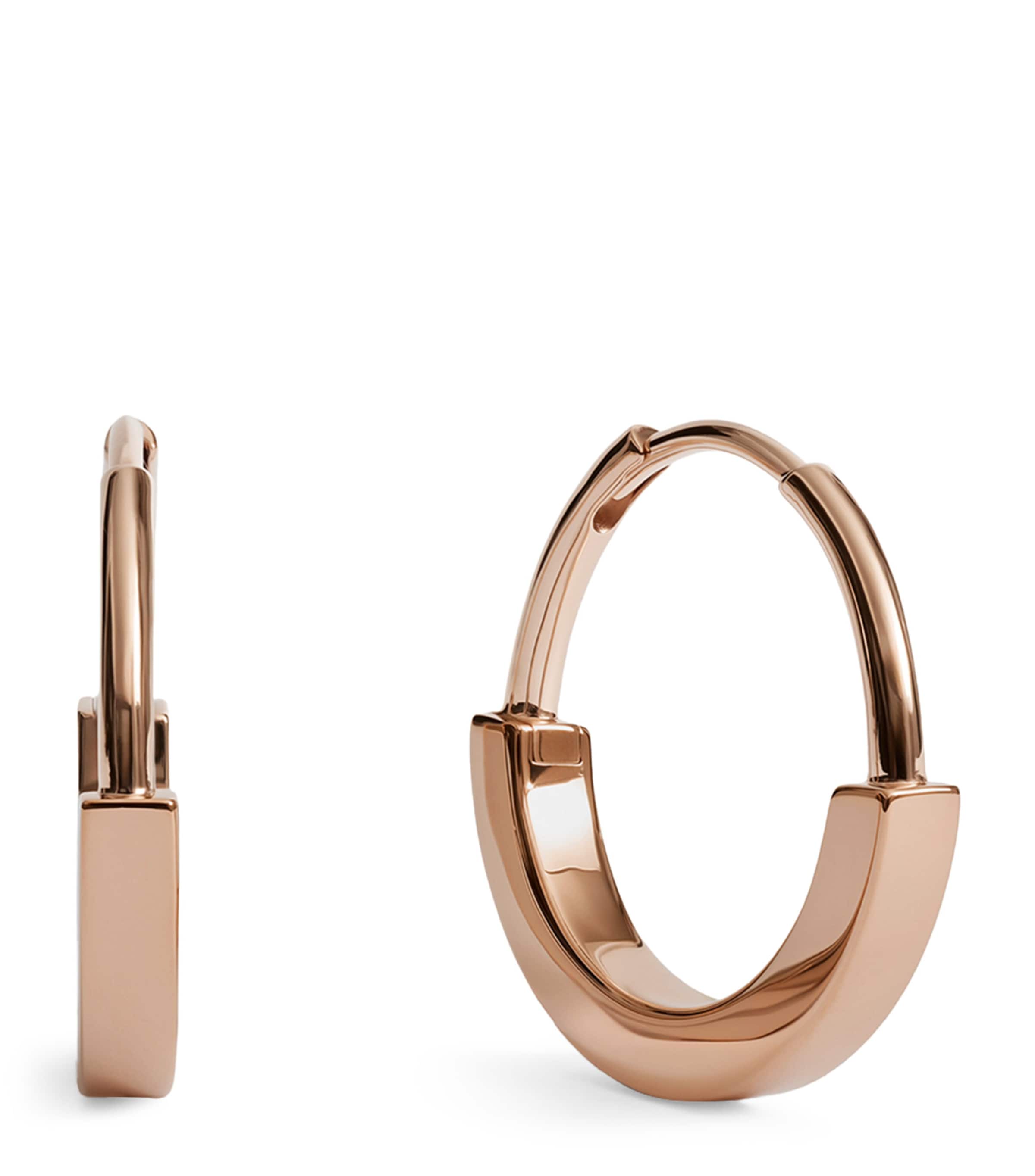 Monica Vinader Small Rose Gold Vermeil Linear Hoop Earrings Rose Gold