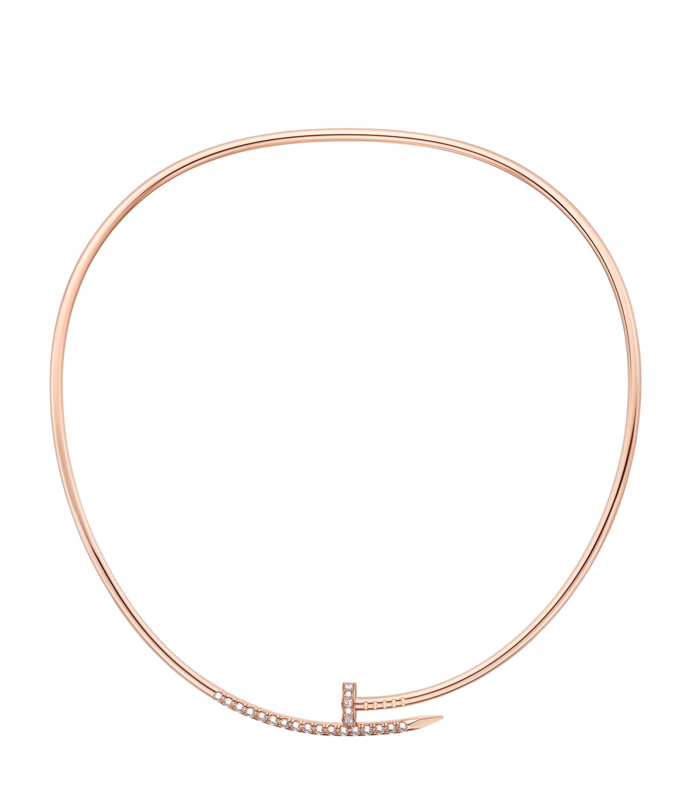 Small Rose Gold and Diamond Juste un Clou Torque Necklace