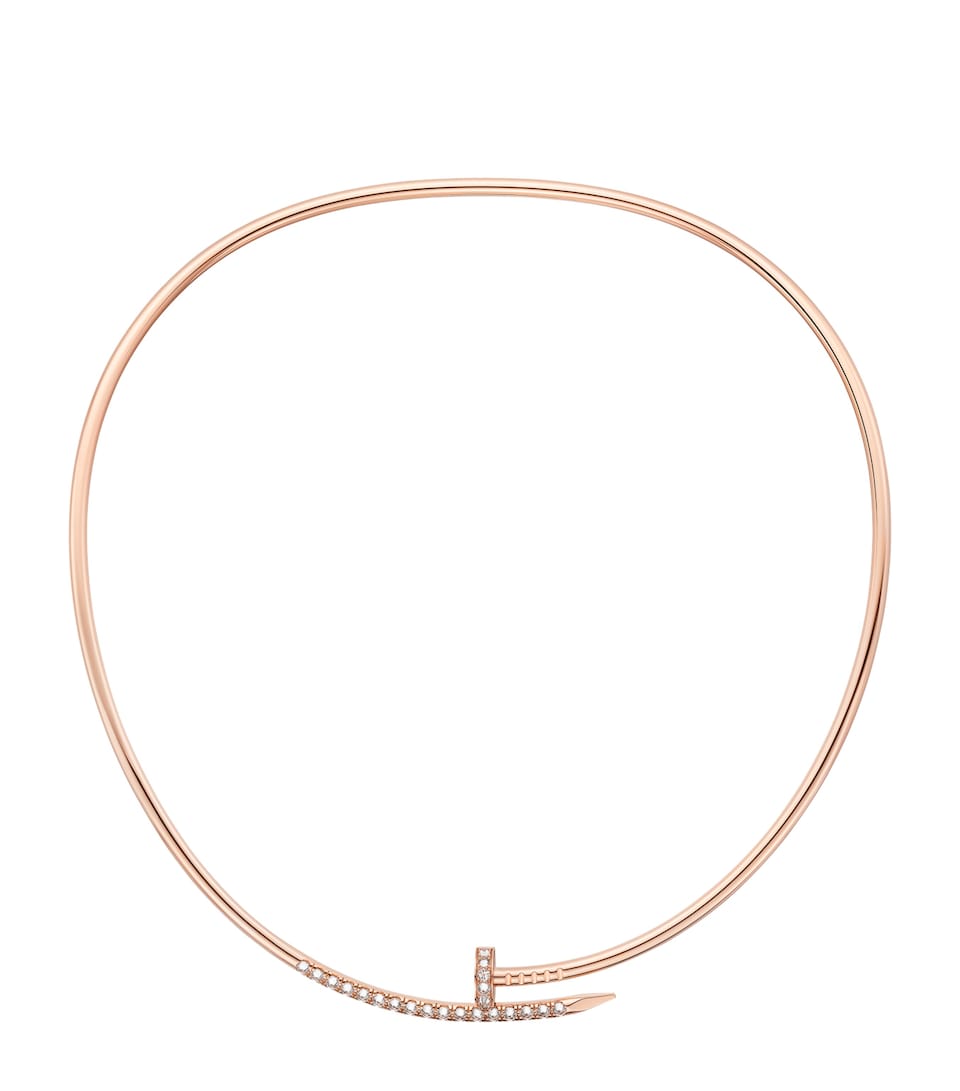 Small Rose Gold and Diamond Juste un Clou Torque Necklace