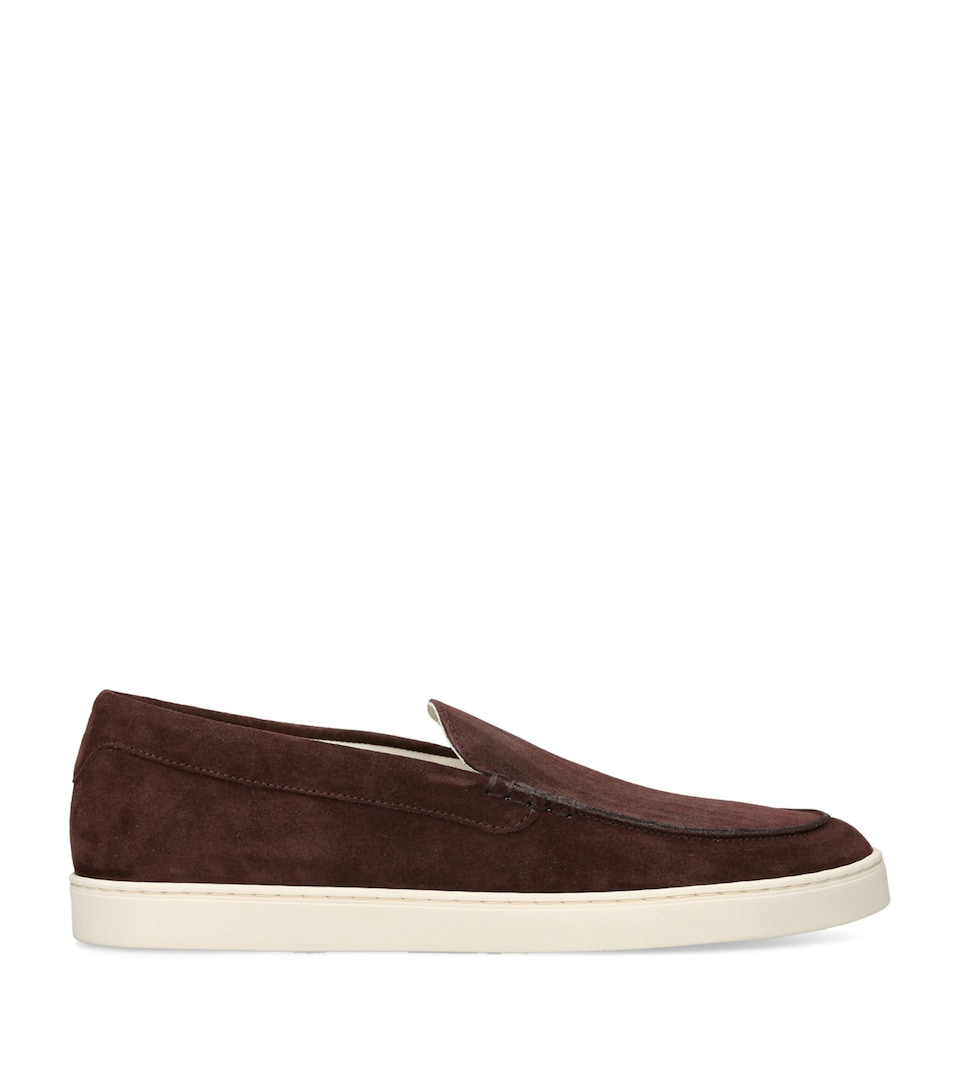 Brunello Cucinelli Suede Chevron Loafers Wine