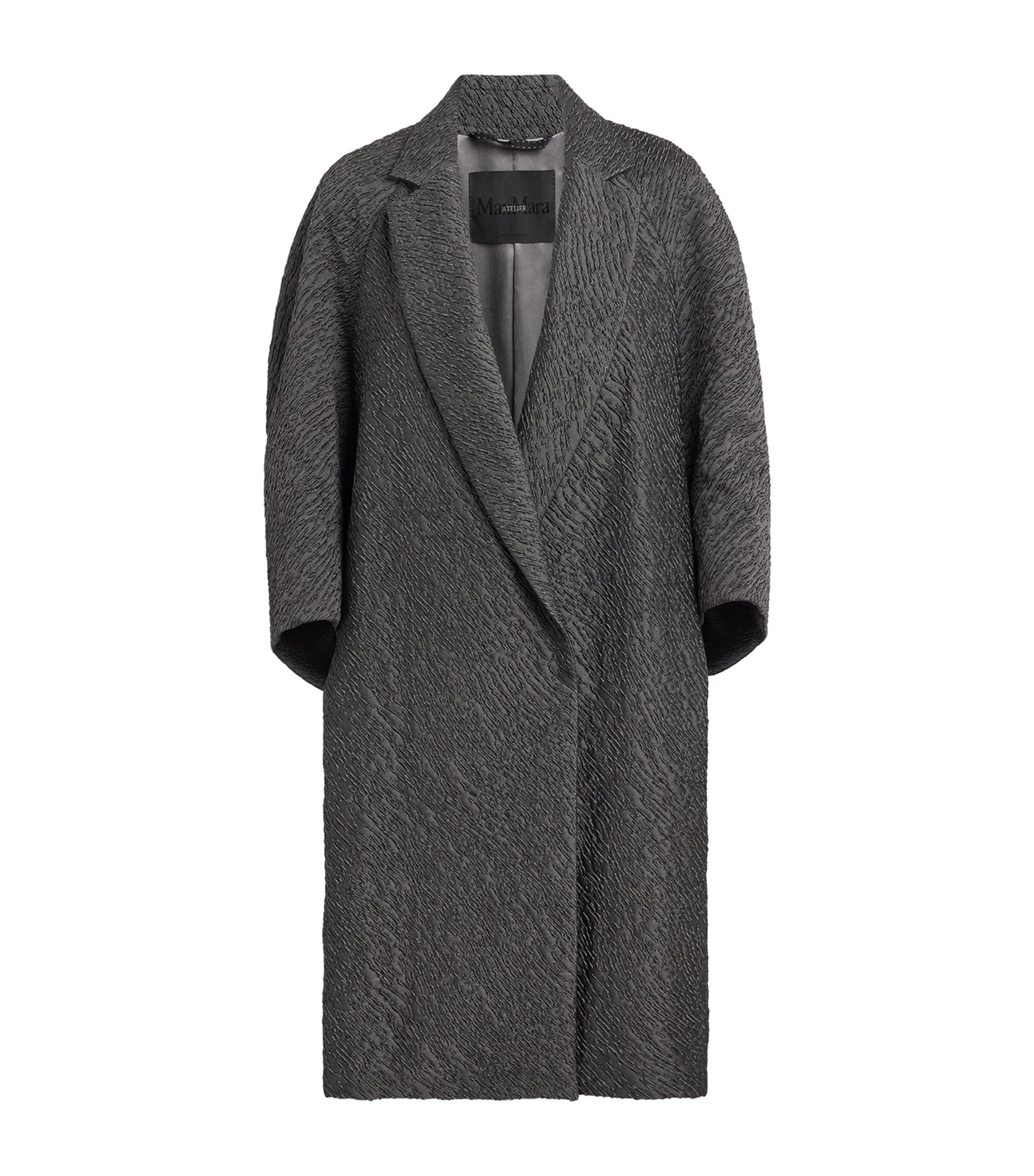 Max Mara Womens Wool-Blend Jacquard Cape Coat Medium Grey