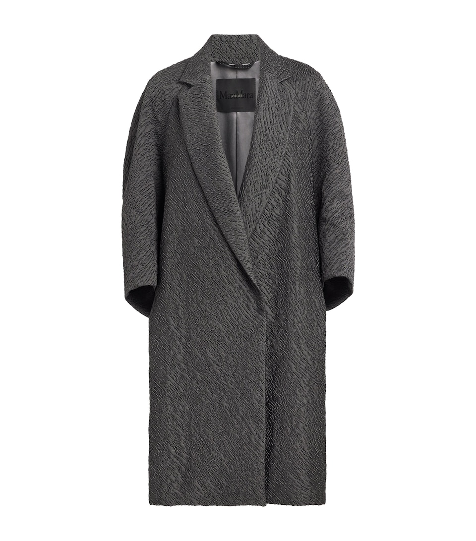 Max Mara Womens Wool-Blend Jacquard Cape Coat Medium Grey