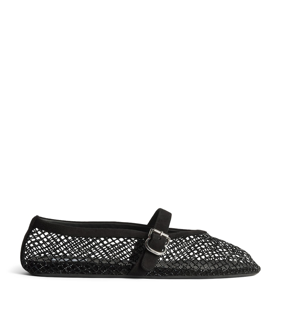 Mesh Embellished Ballet Flats