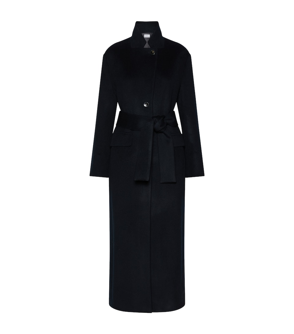 Marella Womens Virgin Wool Wrap Coat Navy