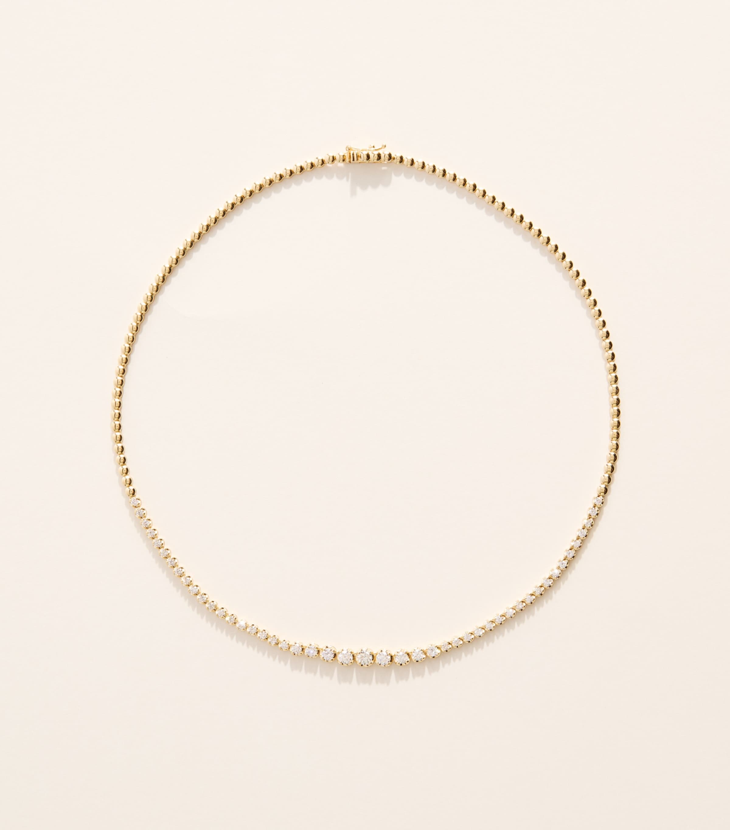 Jennifer Meyer Small Yellow Gold and Diamond Bezel Tennis Necklace Yellow Gold
