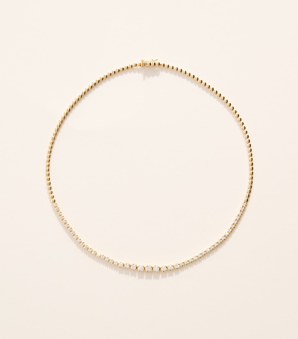 Jennifer Meyer Small Yellow Gold and Diamond Bezel Tennis Necklace Yellow Gold