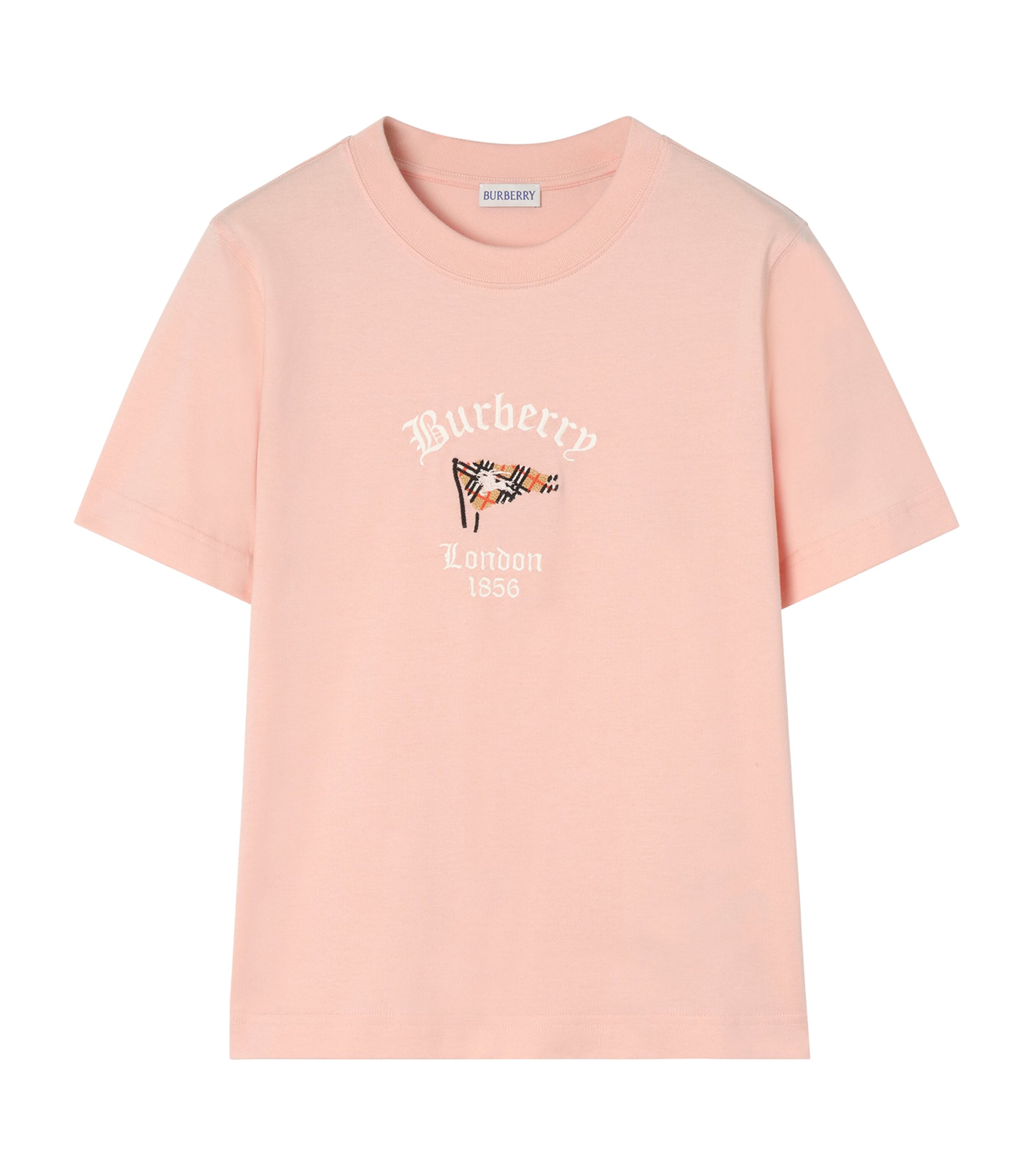 Burberry Womens Cotton Check Flag T-Shirt Compact Pink