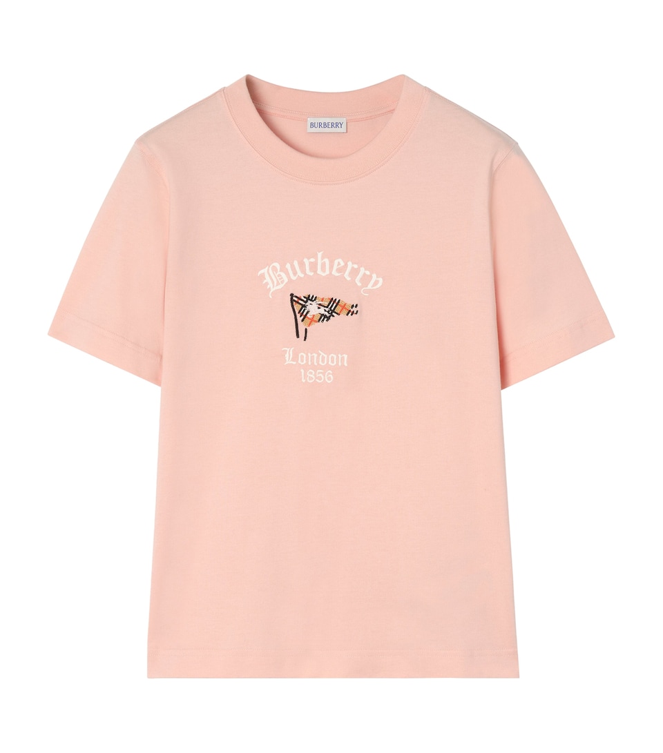 Burberry Womens Cotton Check Flag T-Shirt Compact Pink