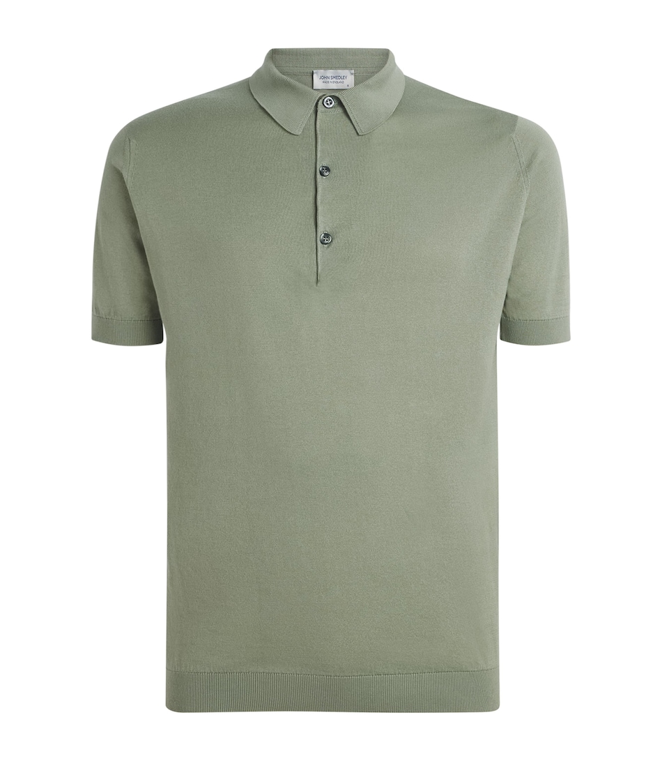 John Smedley Mens Sea Island Cotton Adrian Polo Shirt Mountain Mist