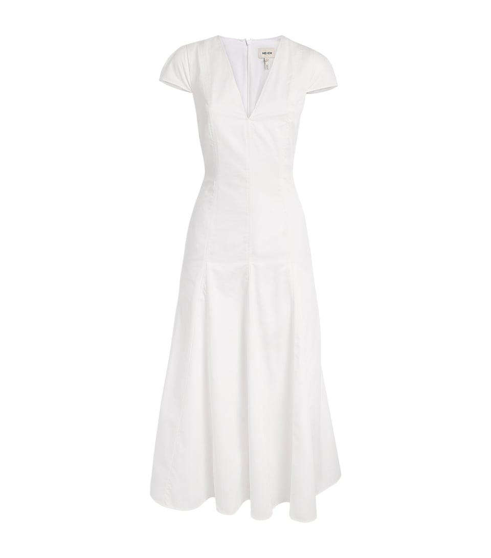 ME+EM Womens Cotton Poplin Midi Dress Soft White