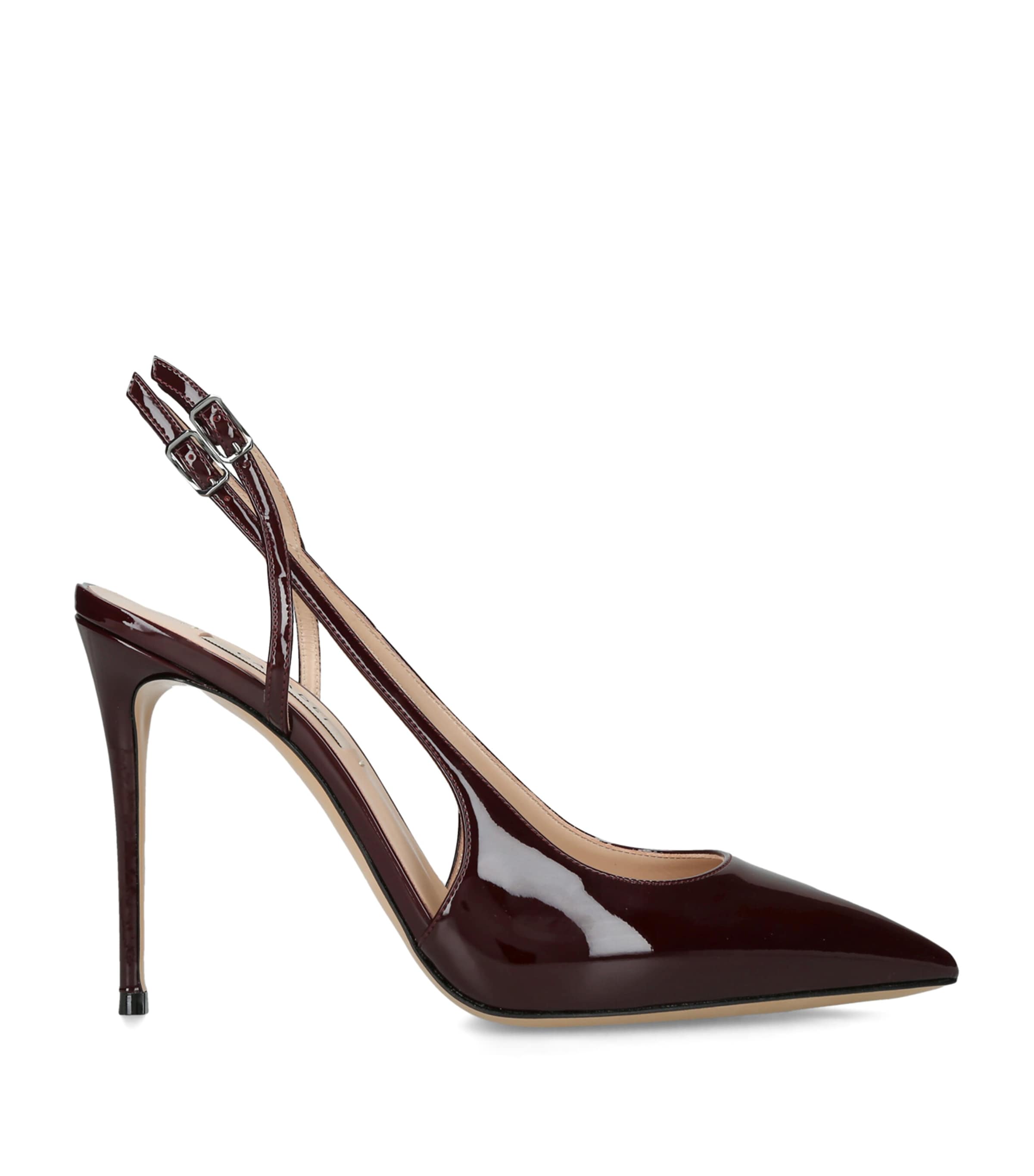 Casadei Patent Leather Julia Tiffany Windsor Slingback Heels 100 Wine