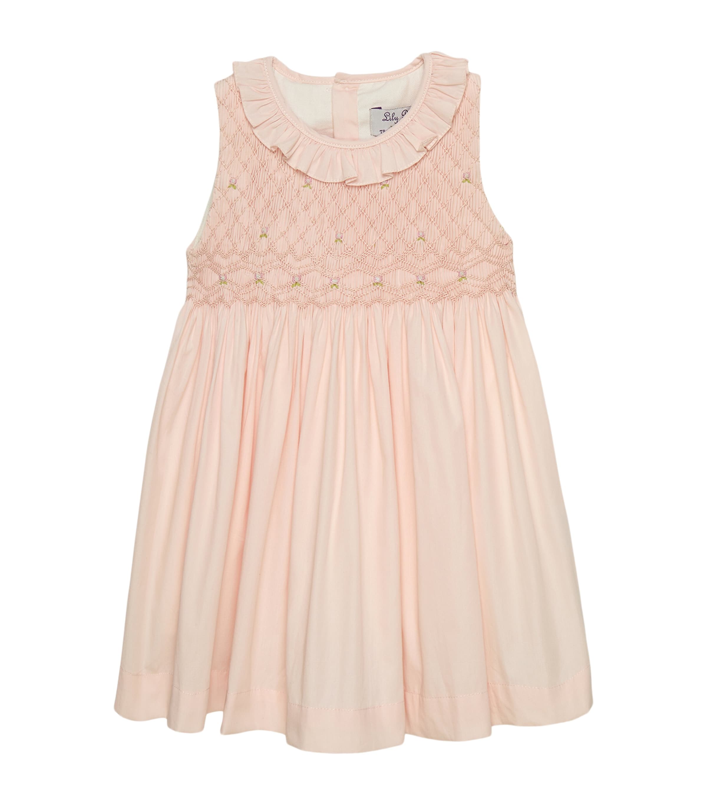 Trotters Cotton Sleeveless Willow Rose Dress (3-24 Months) Peach