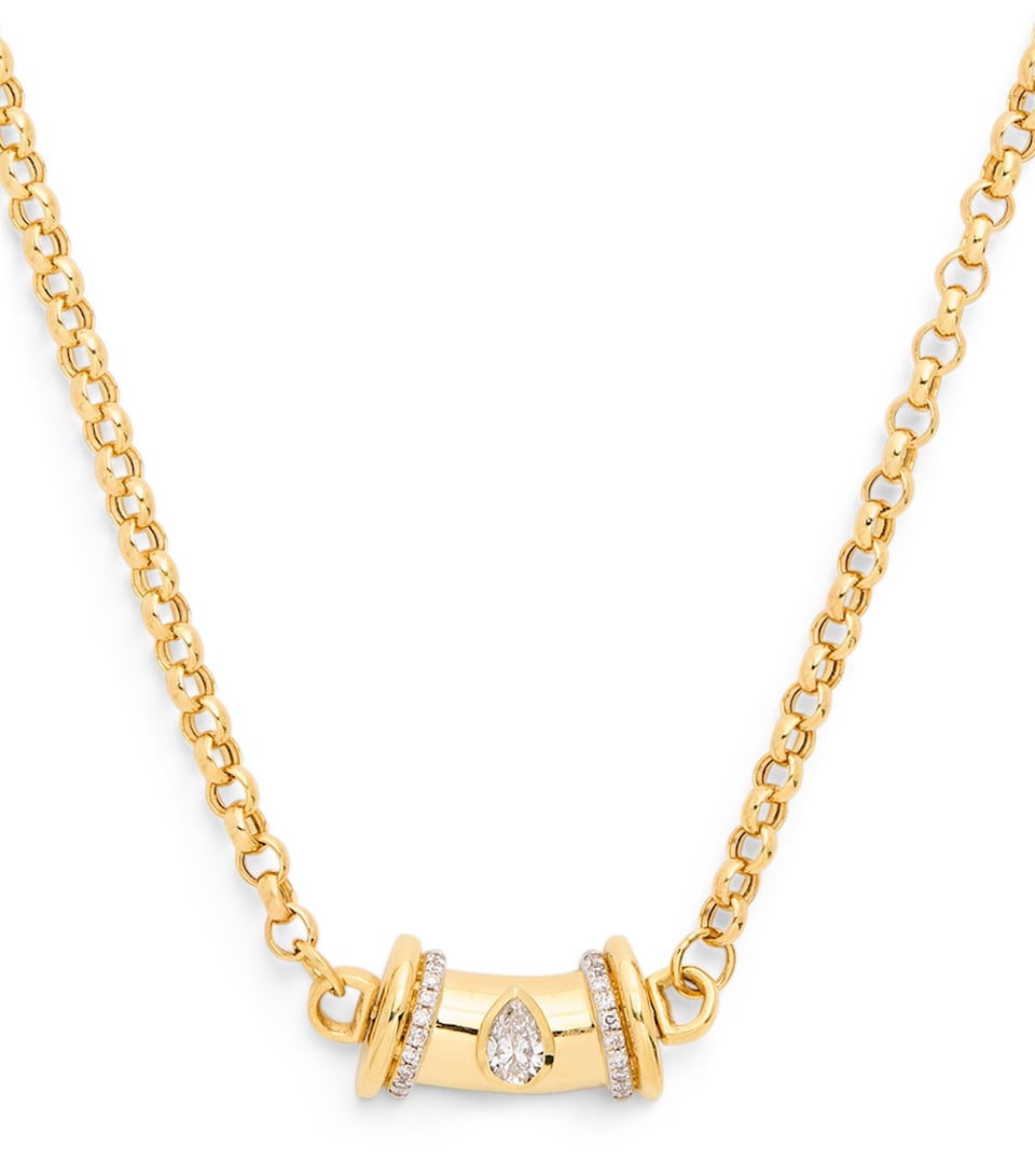 Small Yellow Gold and Diamond Lot N*91 Warrior Princess Necklace