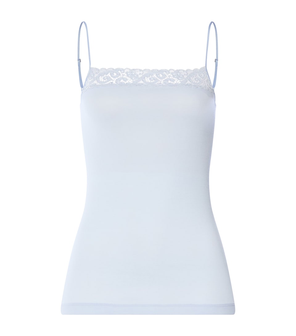 Hanro Womens Cotton Moments Tank Top Blue Dove