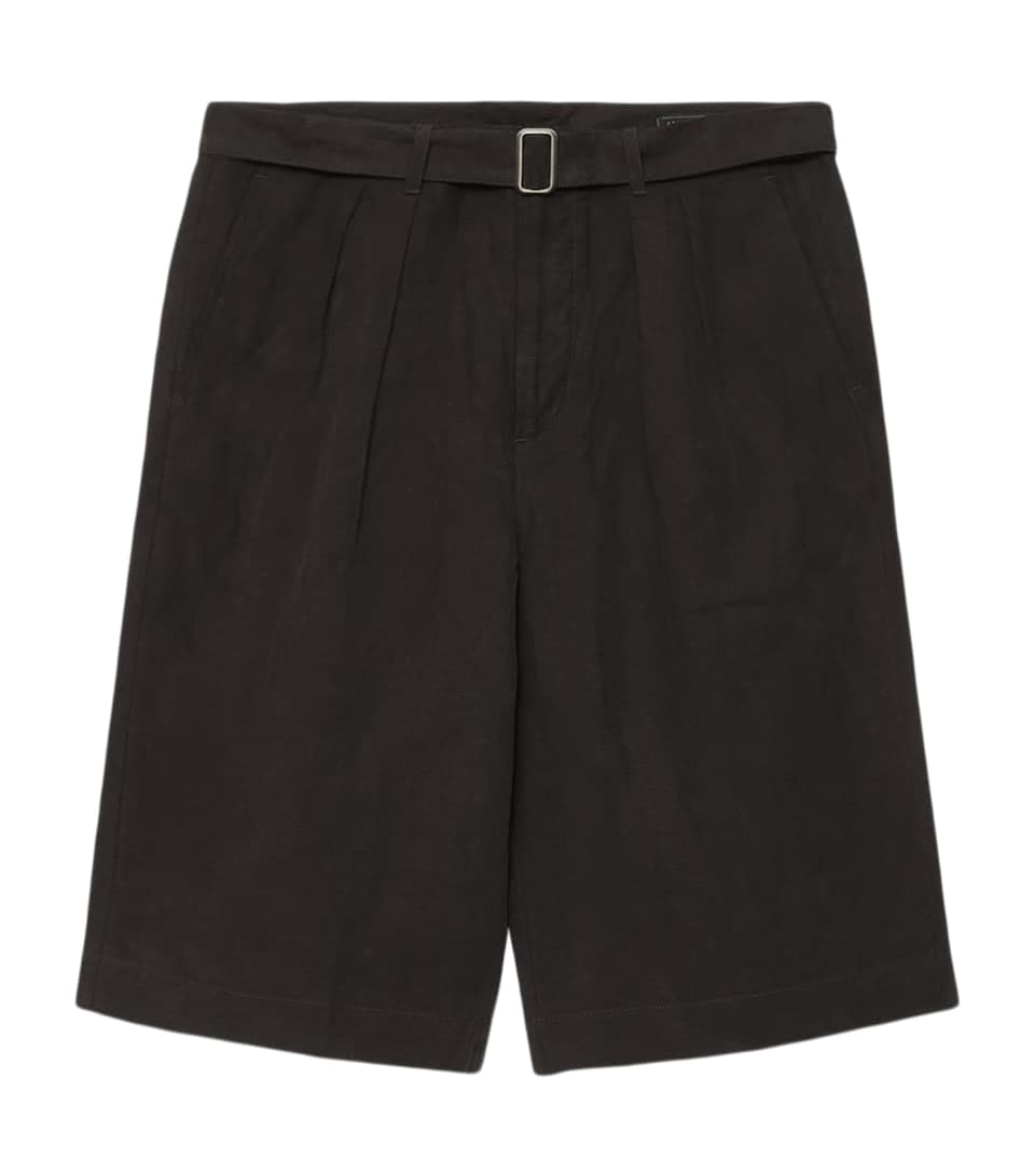 AllSaints Mens Pleated Marko Shorts Coal Black