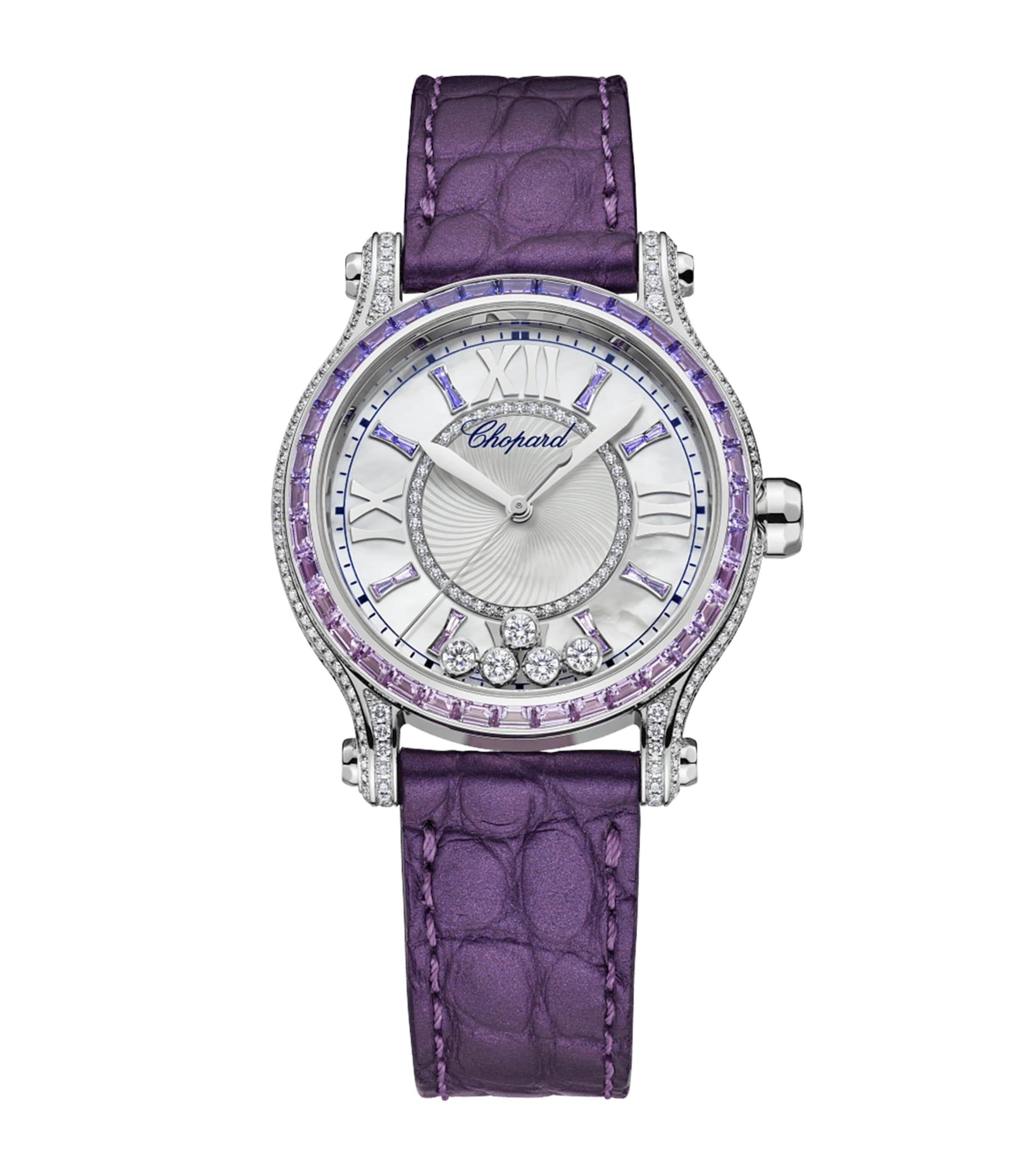 Chopard White Gold, Diamond and Sapphire Happy Sport Joaillerie Watch 33mm White Gold